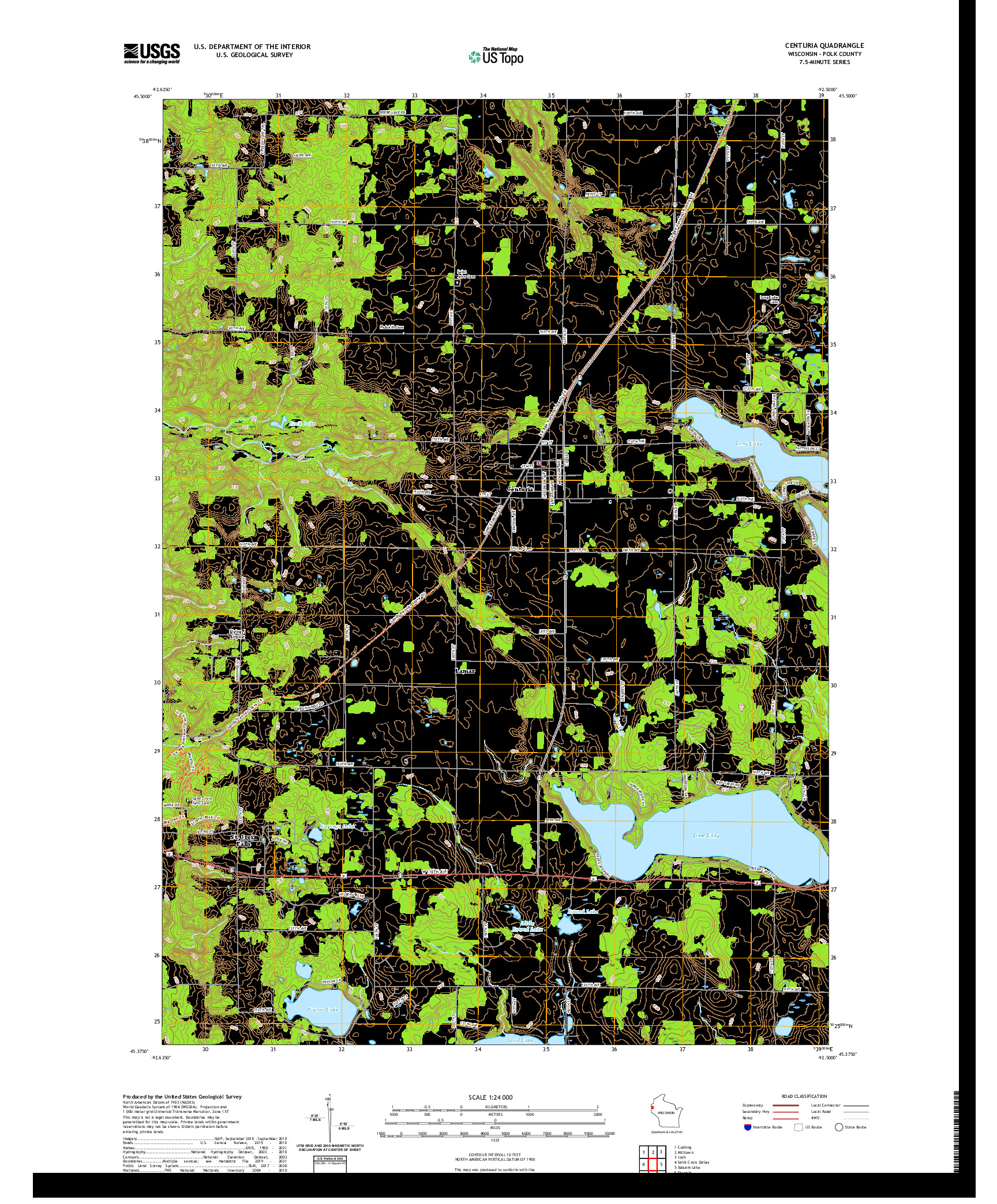 US TOPO 7.5-MINUTE MAP FOR CENTURIA, WI