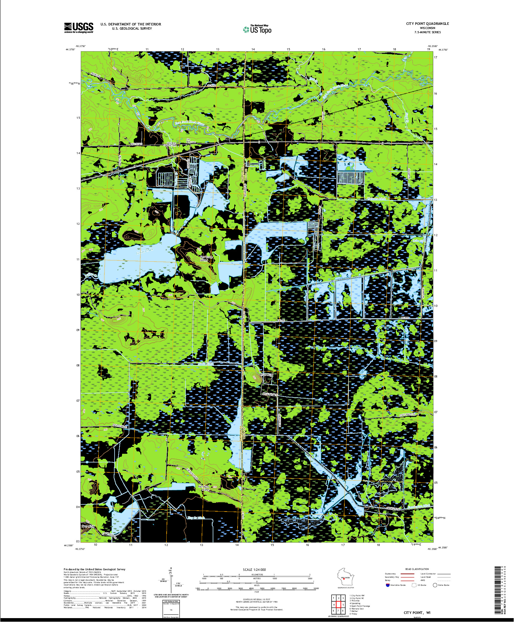 US TOPO 7.5-MINUTE MAP FOR CITY POINT, WI