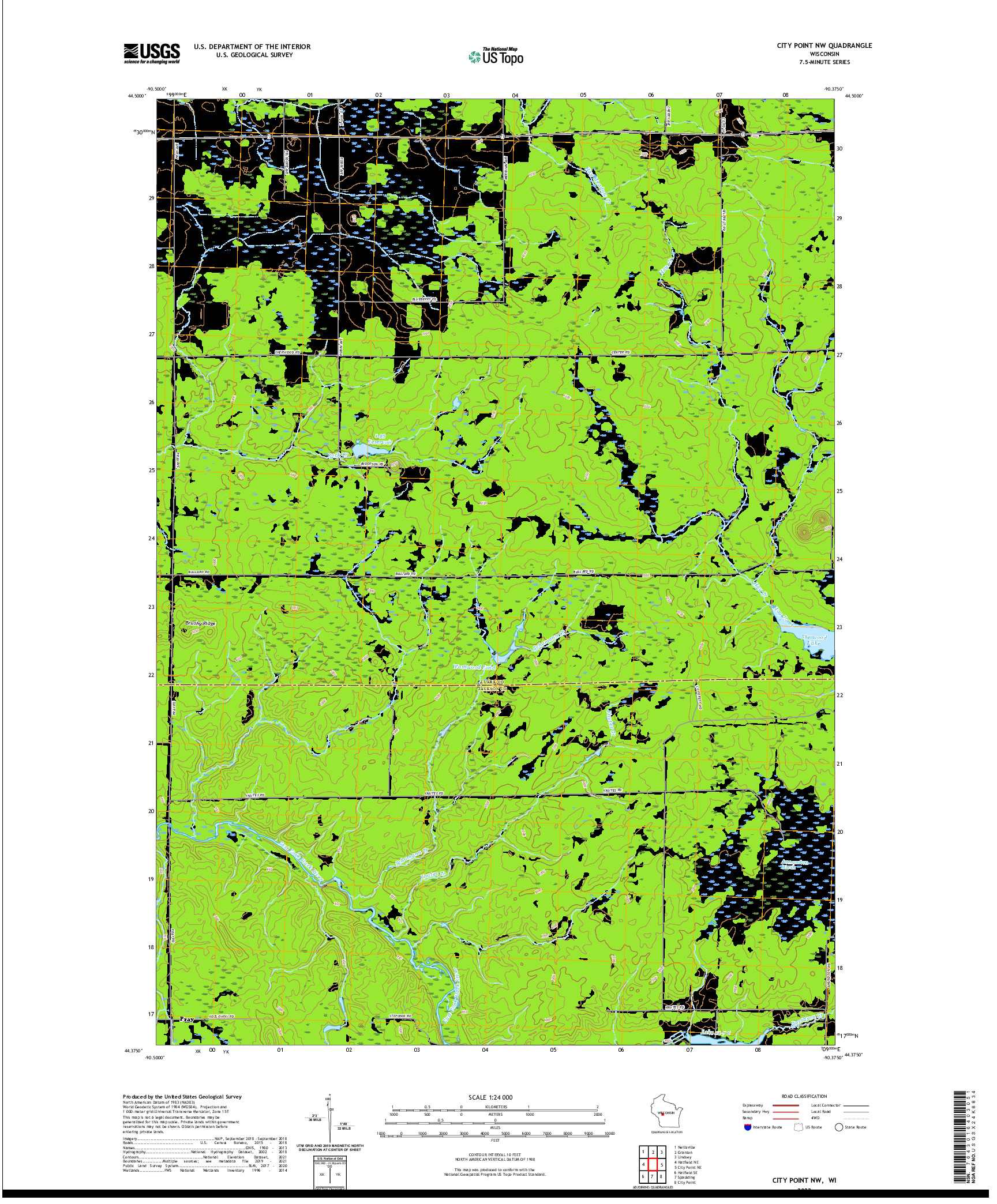 US TOPO 7.5-MINUTE MAP FOR CITY POINT NW, WI