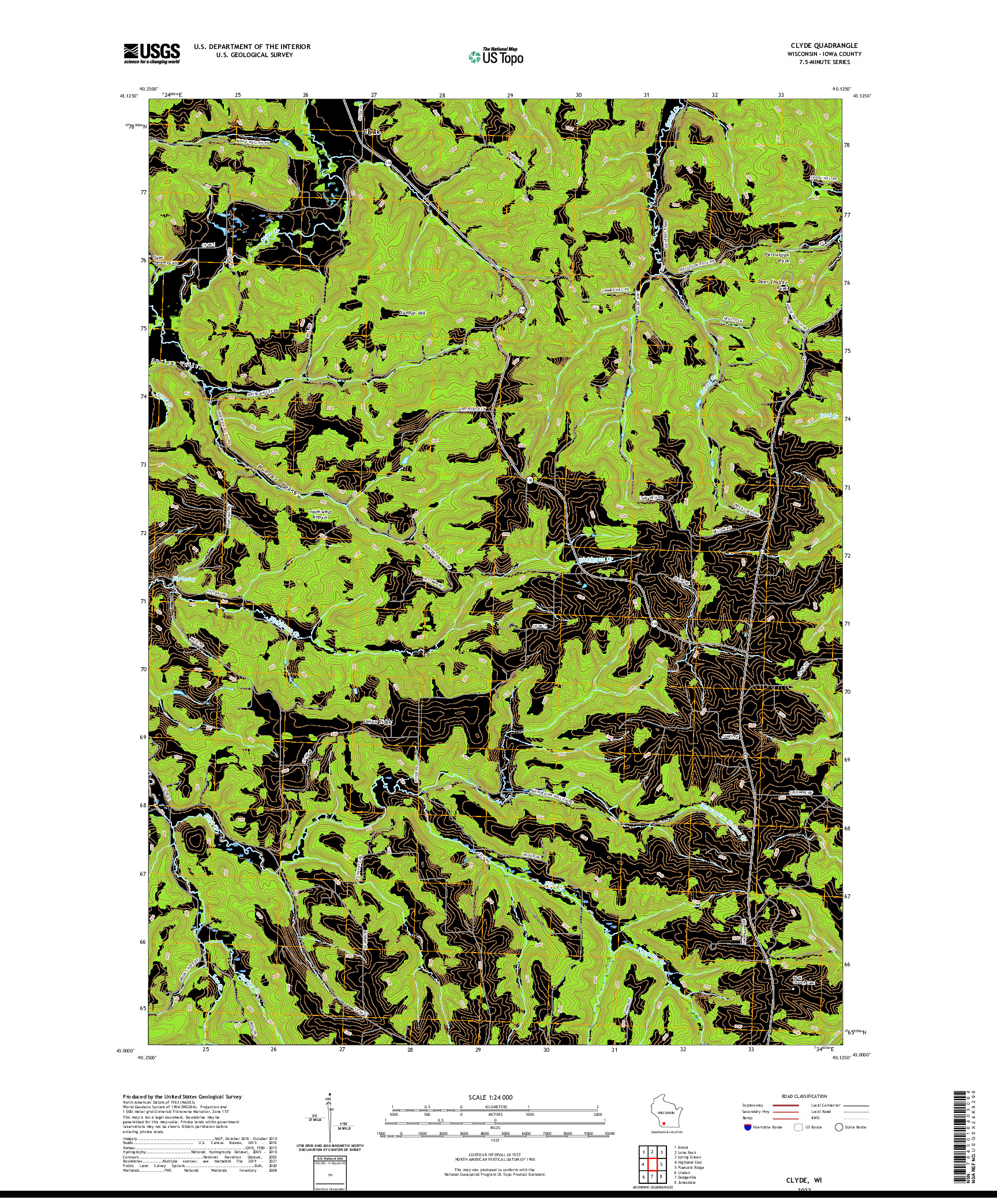 US TOPO 7.5-MINUTE MAP FOR CLYDE, WI