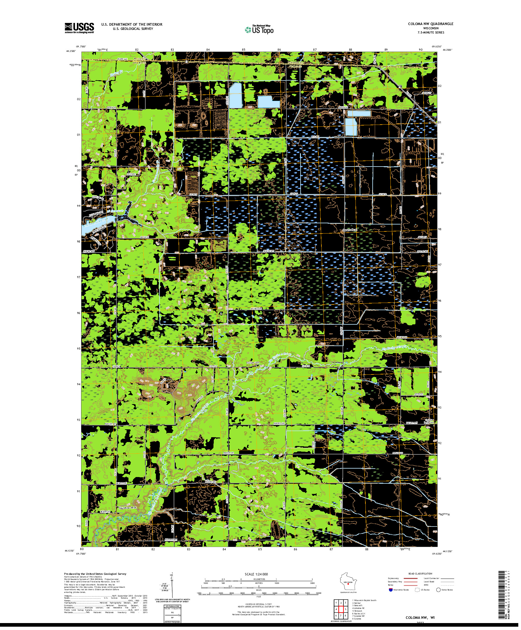 US TOPO 7.5-MINUTE MAP FOR COLOMA NW, WI