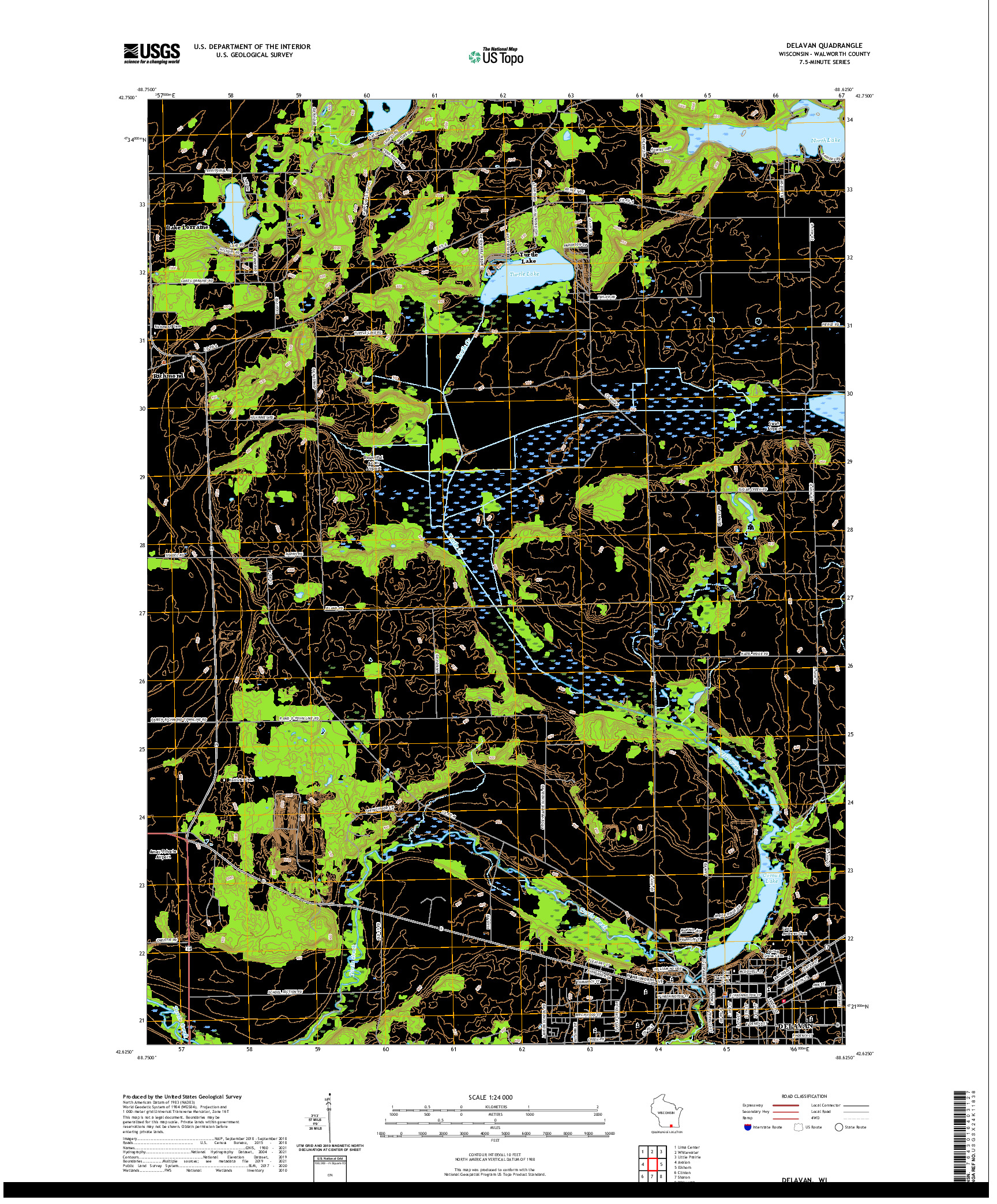 US TOPO 7.5-MINUTE MAP FOR DELAVAN, WI