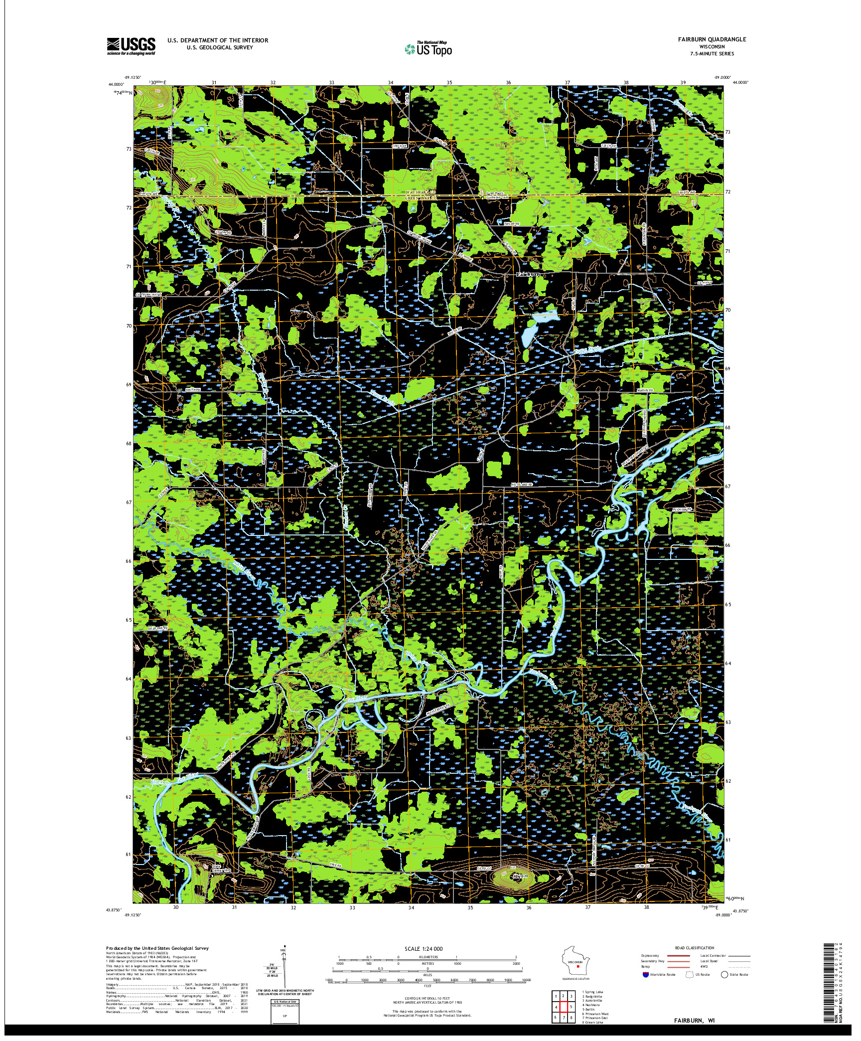 US TOPO 7.5-MINUTE MAP FOR FAIRBURN, WI