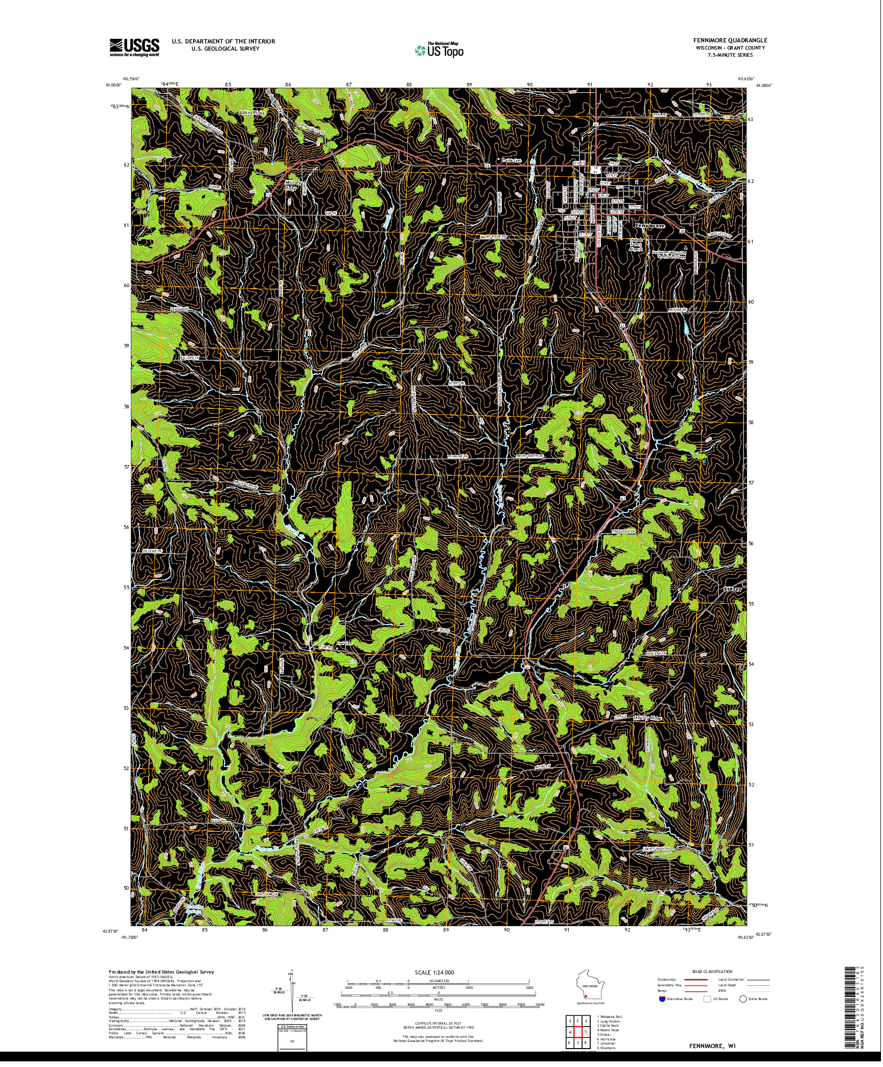 US TOPO 7.5-MINUTE MAP FOR FENNIMORE, WI