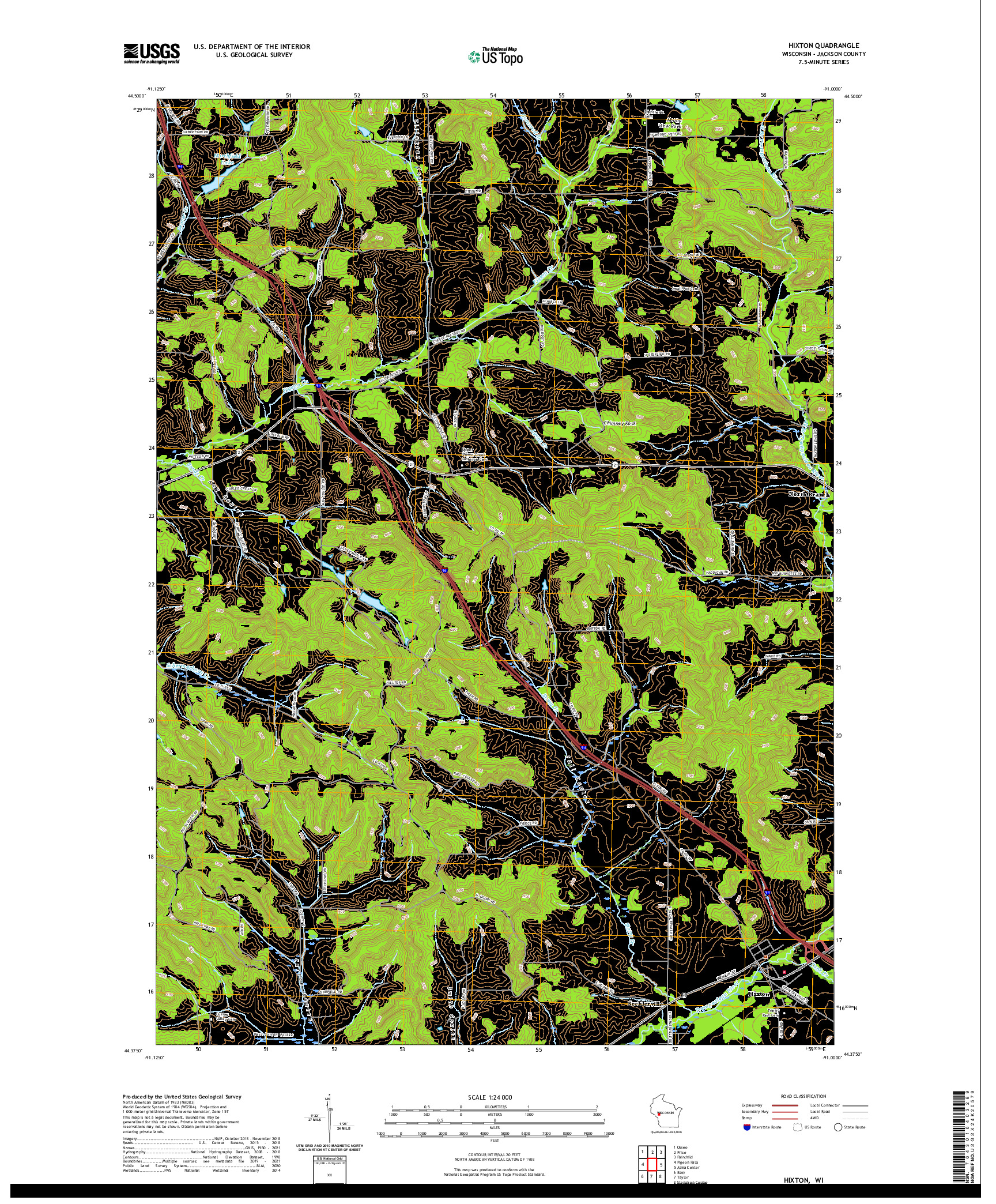 US TOPO 7.5-MINUTE MAP FOR HIXTON, WI