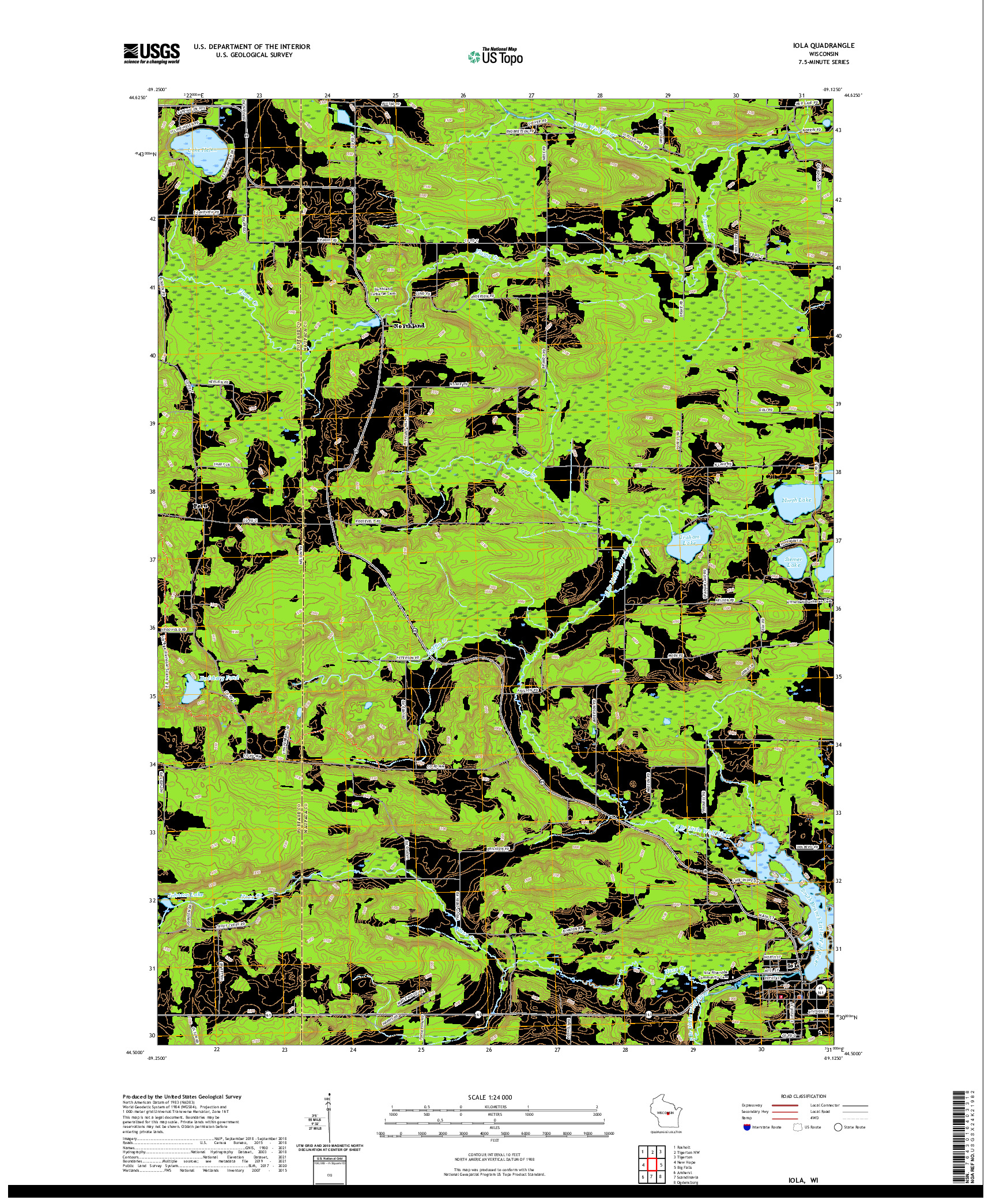 US TOPO 7.5-MINUTE MAP FOR IOLA, WI