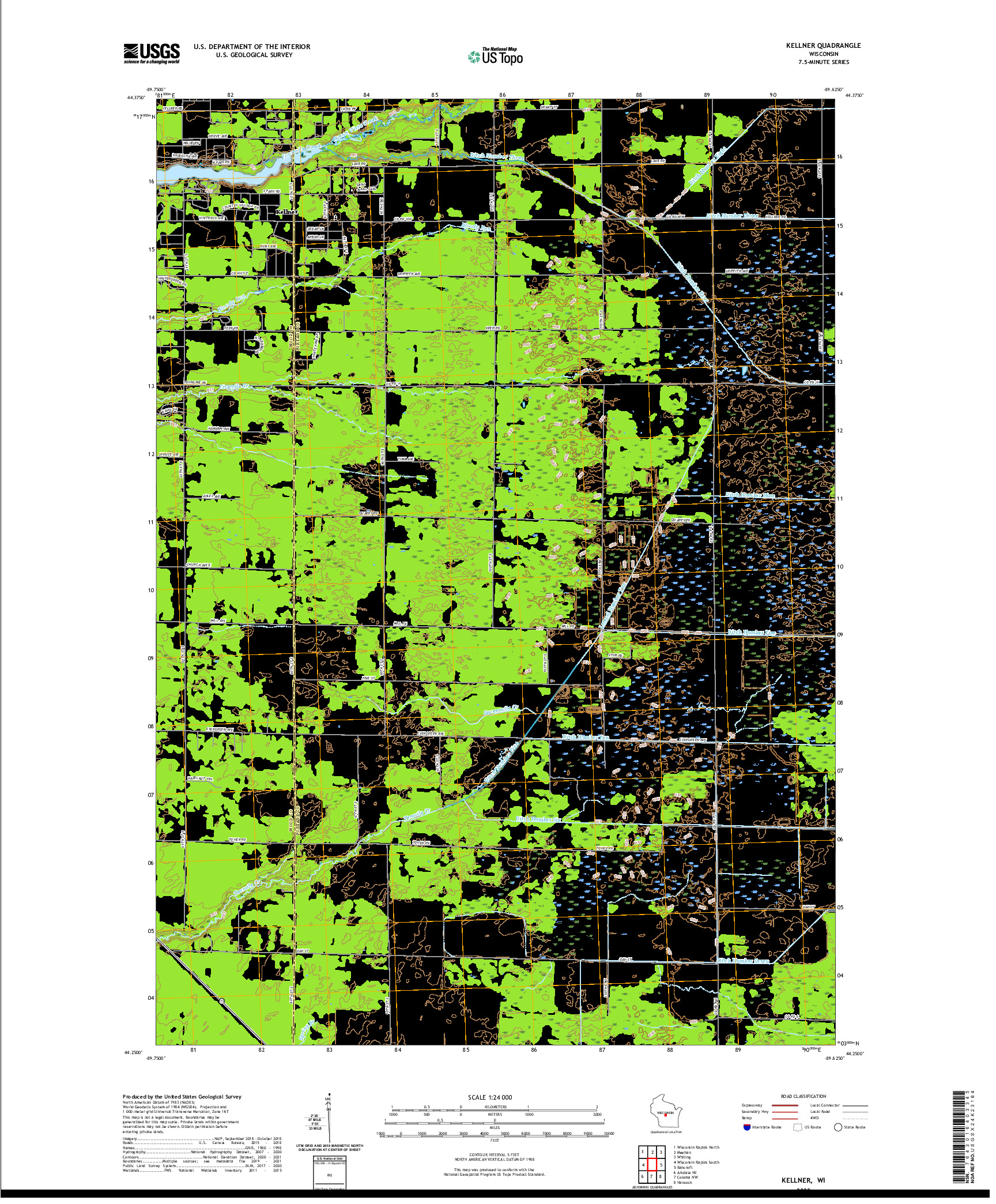 US TOPO 7.5-MINUTE MAP FOR KELLNER, WI