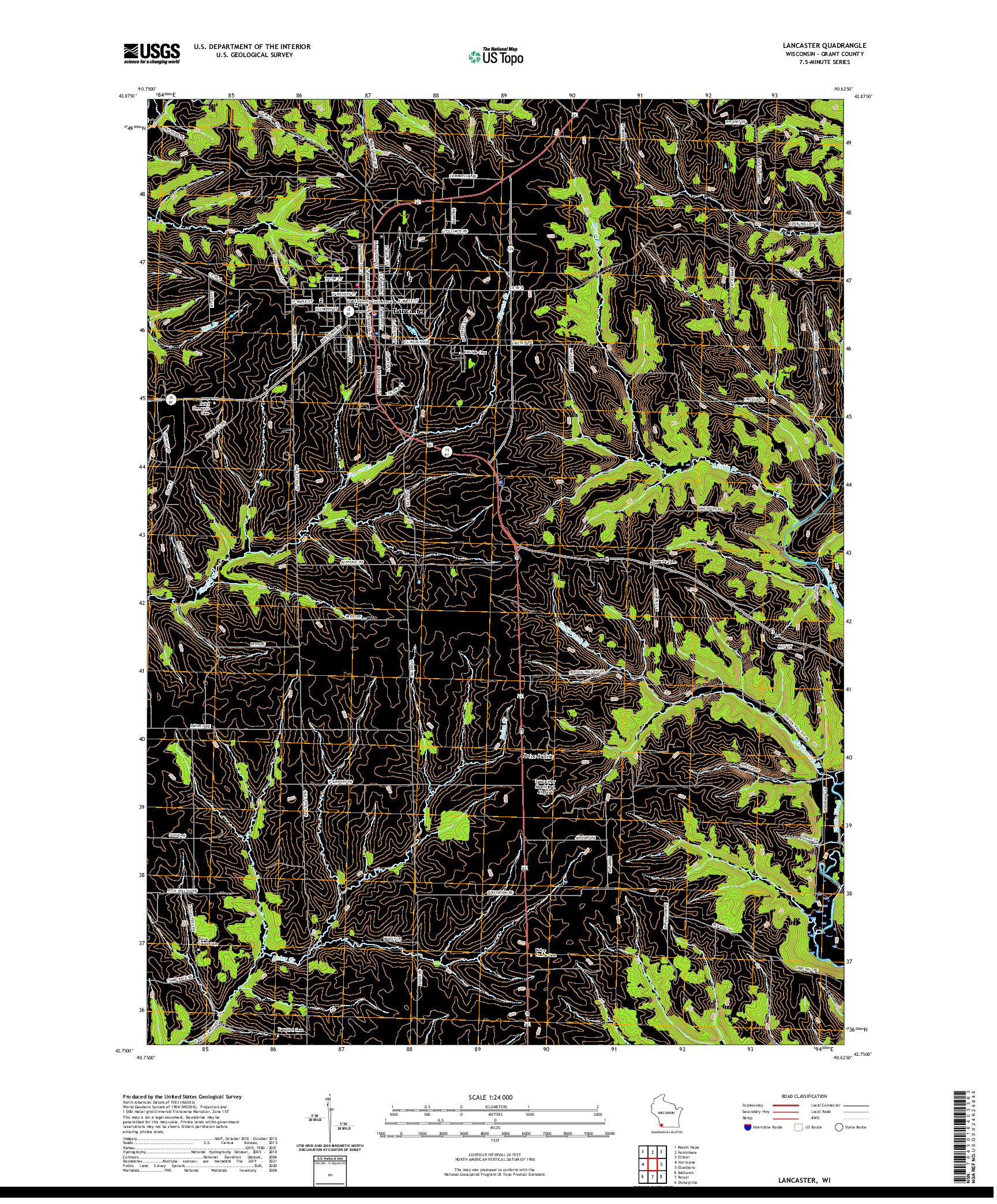 US TOPO 7.5-MINUTE MAP FOR LANCASTER, WI