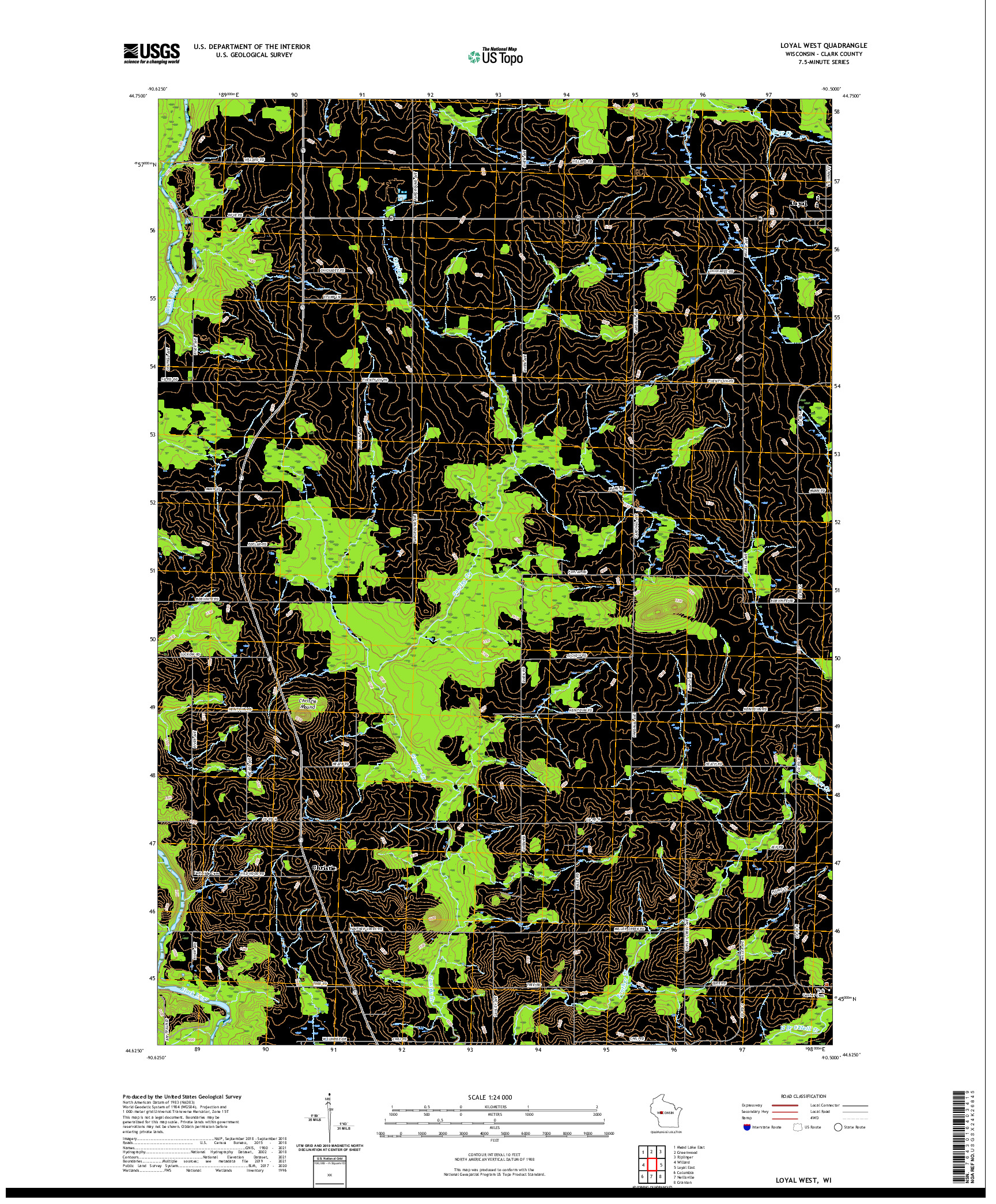 US TOPO 7.5-MINUTE MAP FOR LOYAL WEST, WI