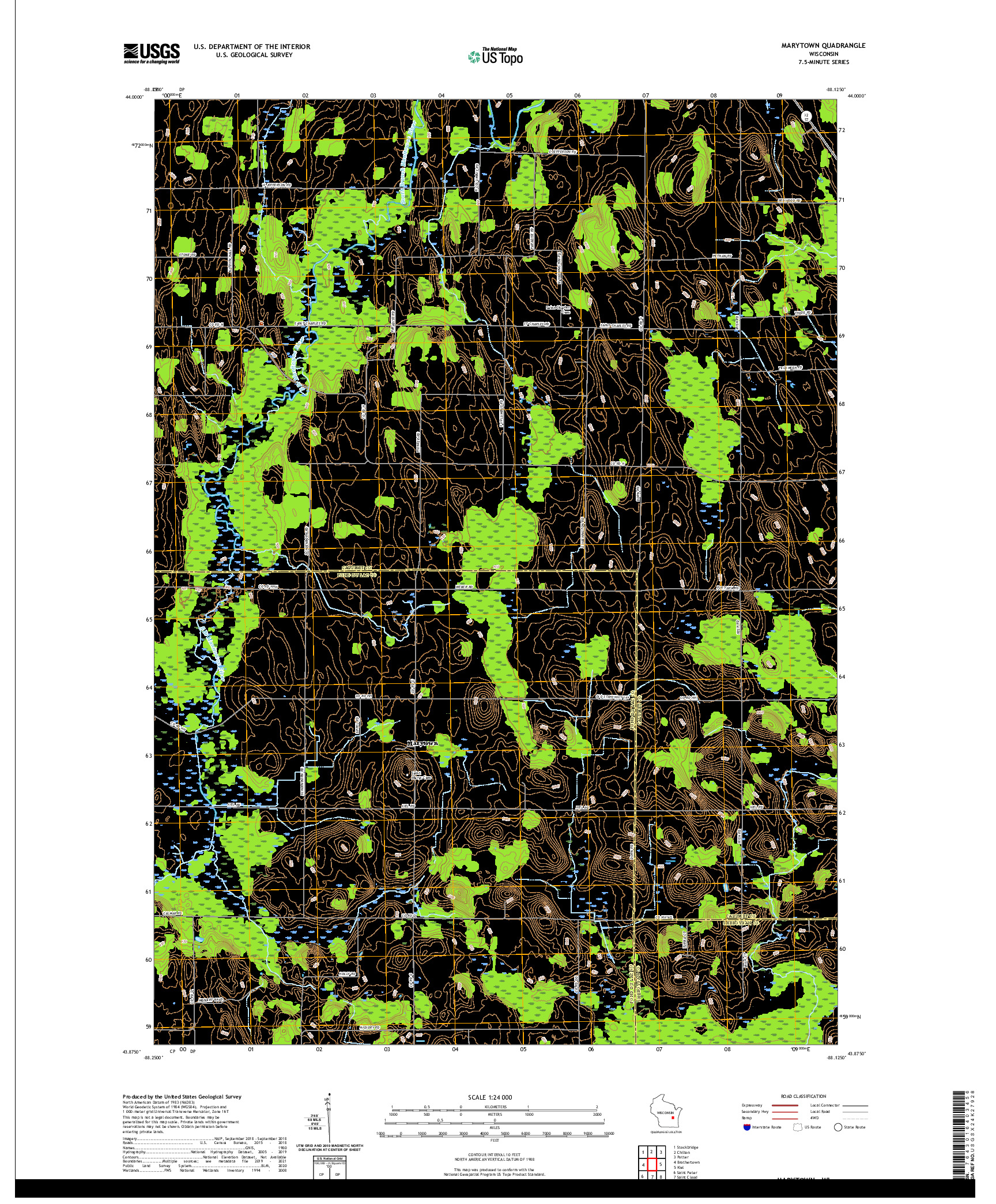 US TOPO 7.5-MINUTE MAP FOR MARYTOWN, WI