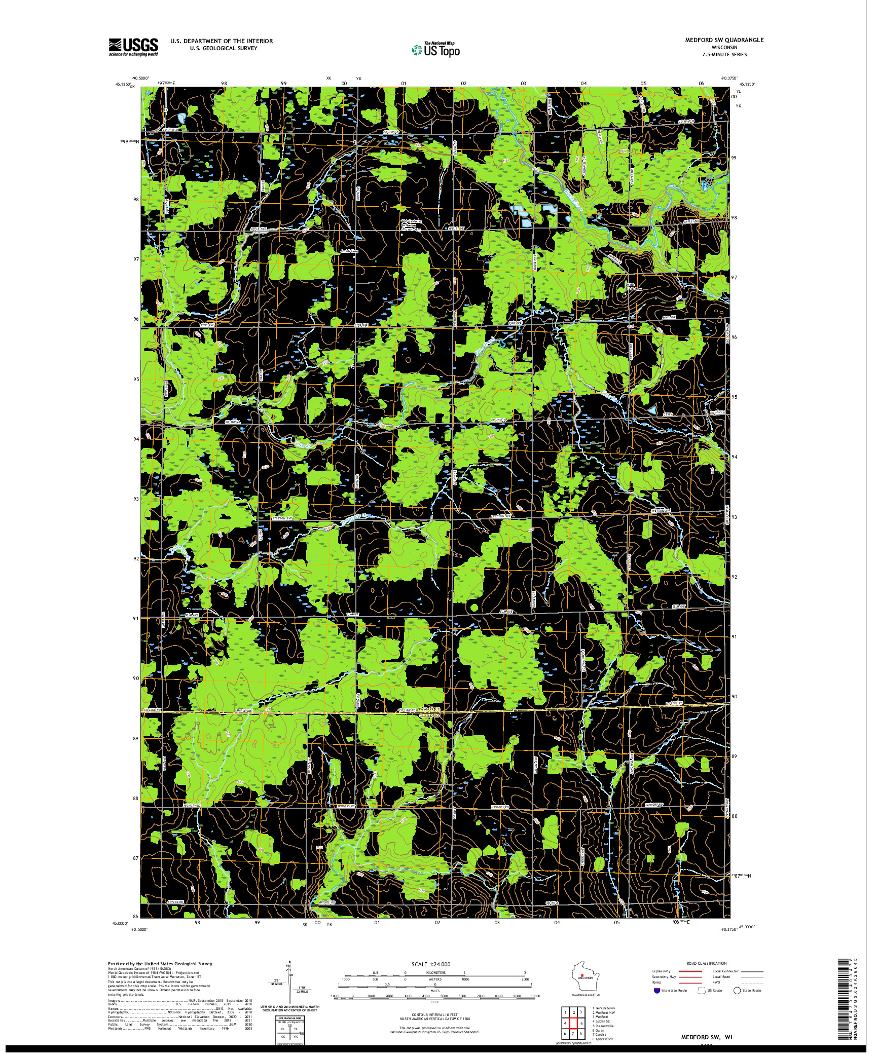 US TOPO 7.5-MINUTE MAP FOR MEDFORD SW, WI