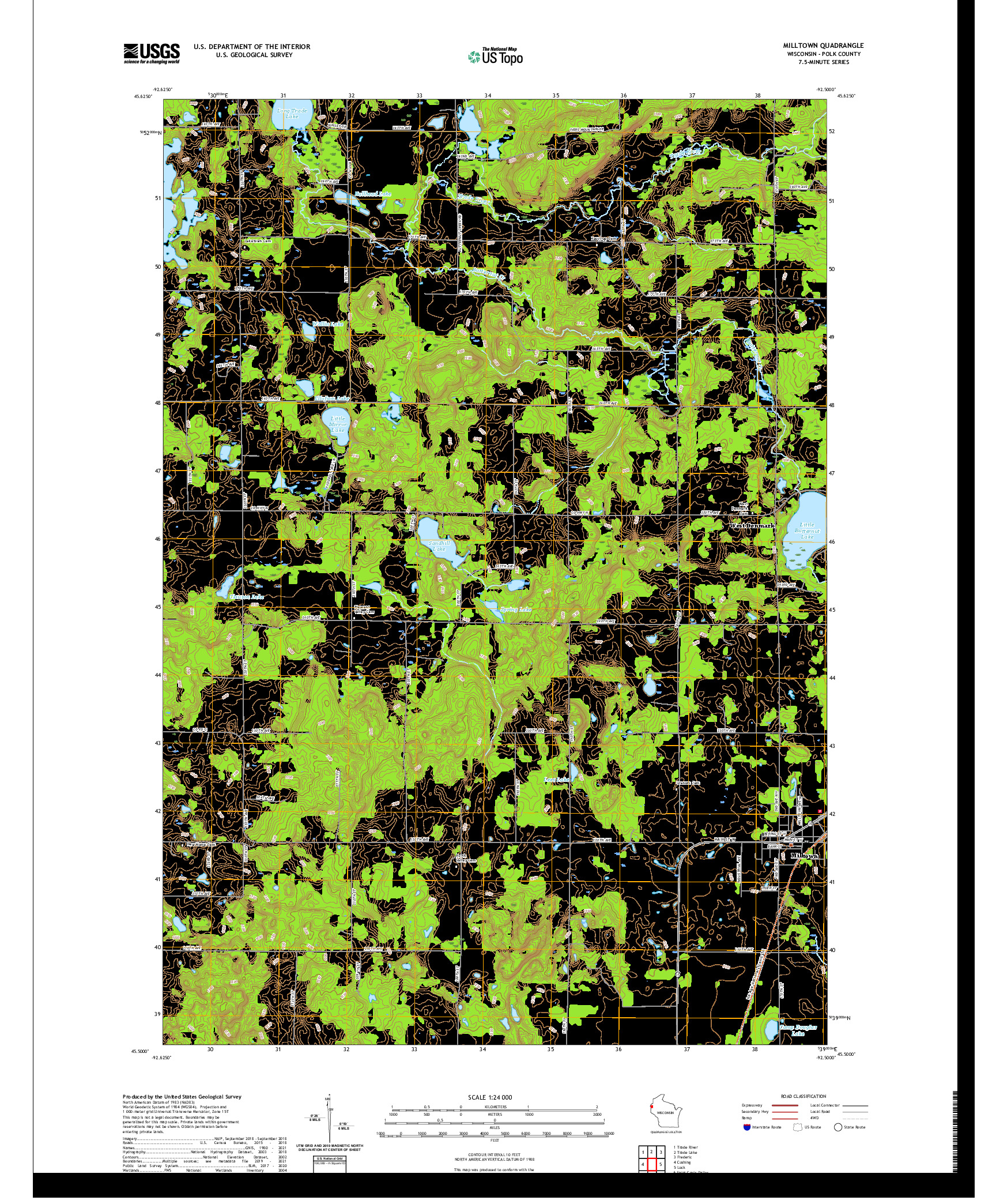 US TOPO 7.5-MINUTE MAP FOR MILLTOWN, WI