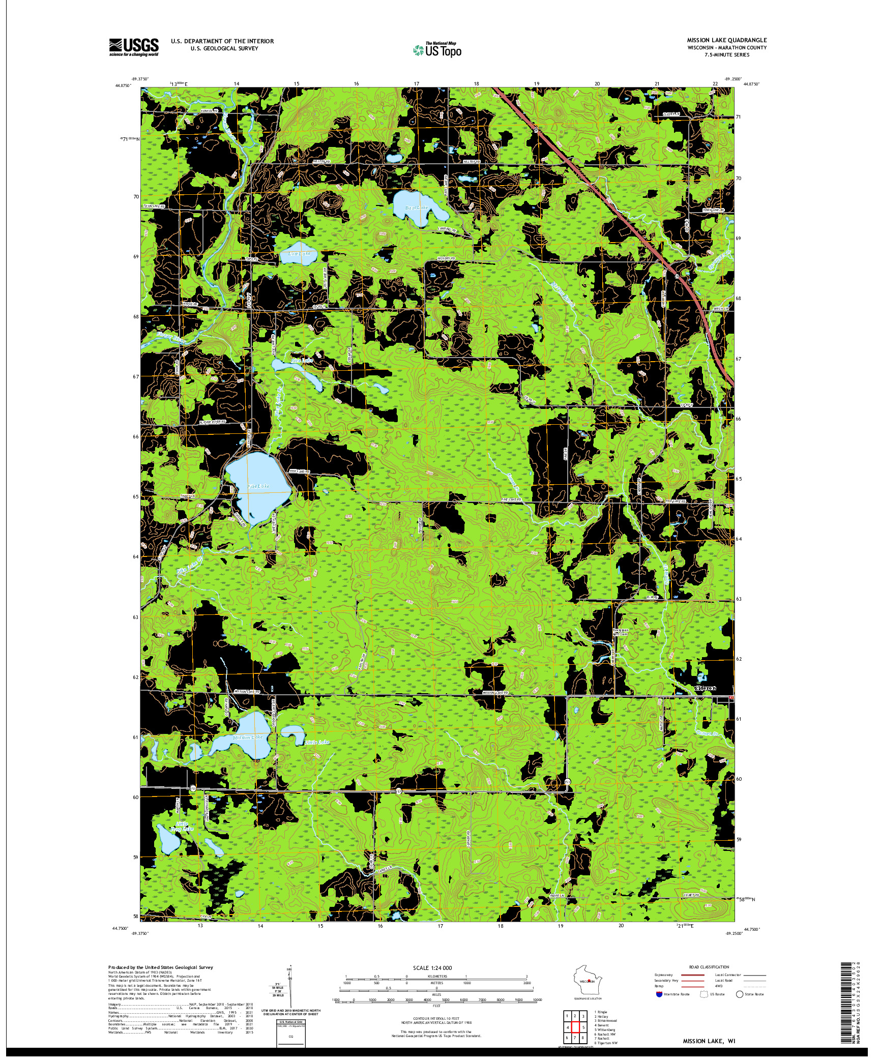 US TOPO 7.5-MINUTE MAP FOR MISSION LAKE, WI