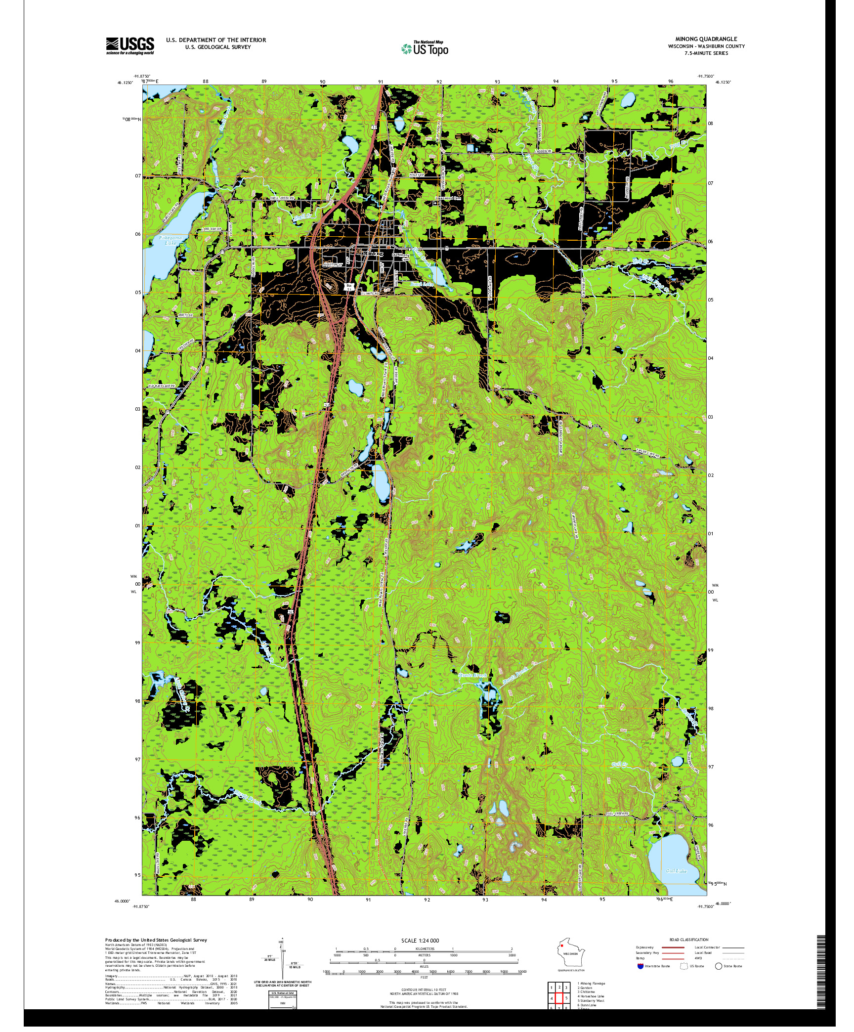 US TOPO 7.5-MINUTE MAP FOR MINONG, WI