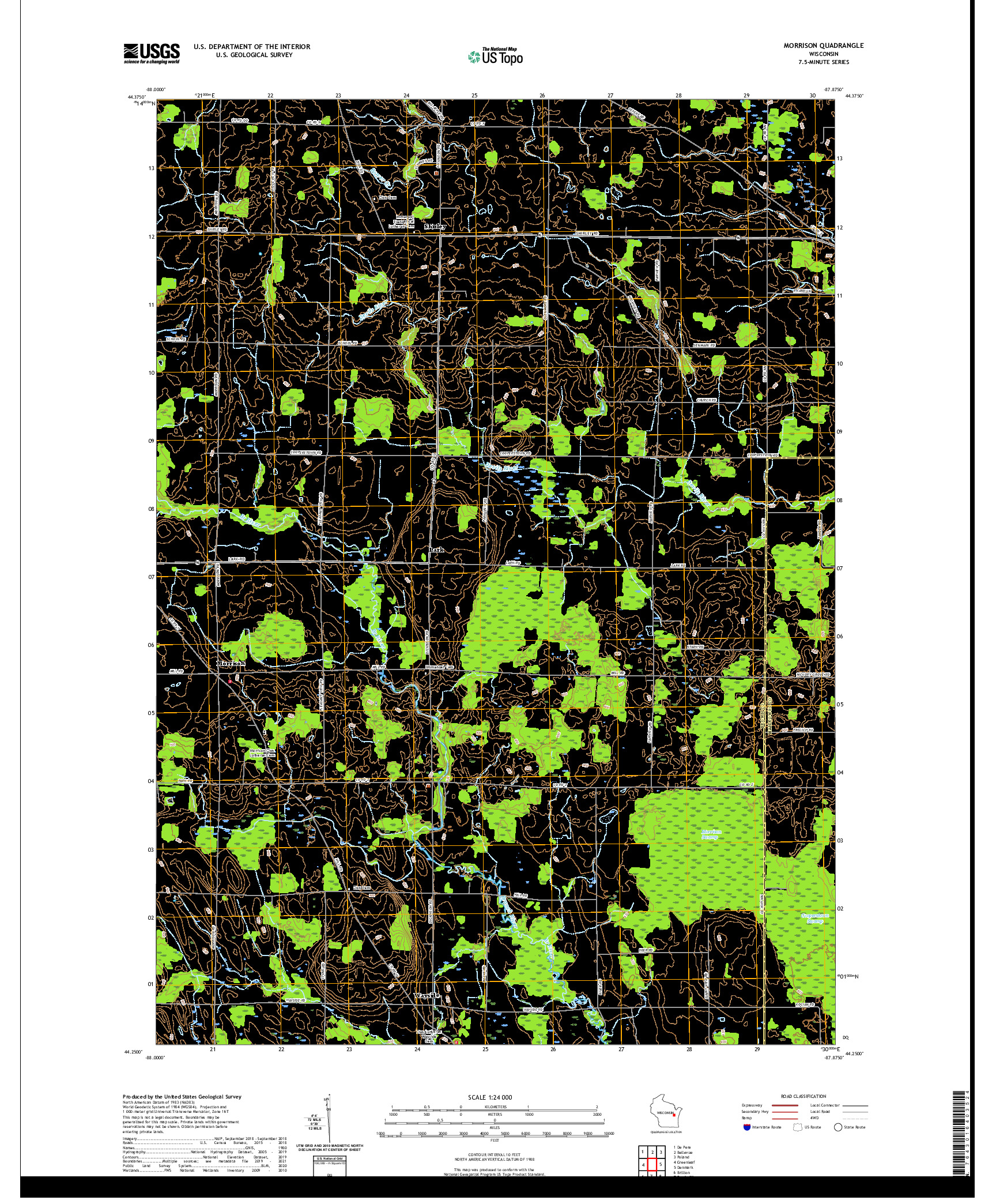 US TOPO 7.5-MINUTE MAP FOR MORRISON, WI