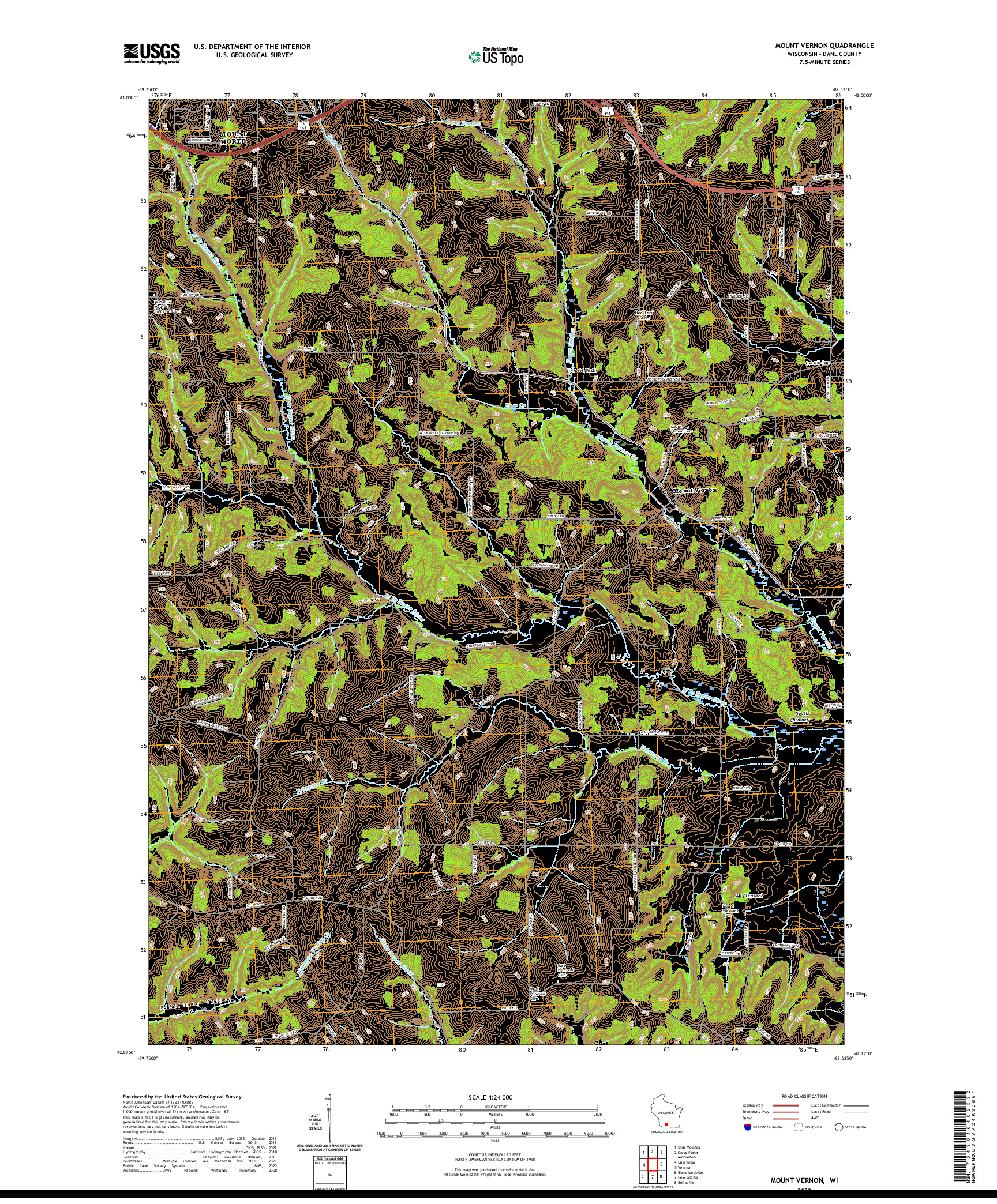 US TOPO 7.5-MINUTE MAP FOR MOUNT VERNON, WI