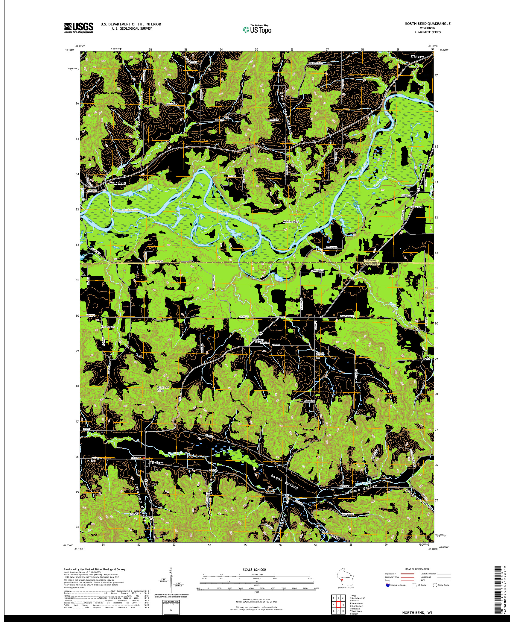 US TOPO 7.5-MINUTE MAP FOR NORTH BEND, WI