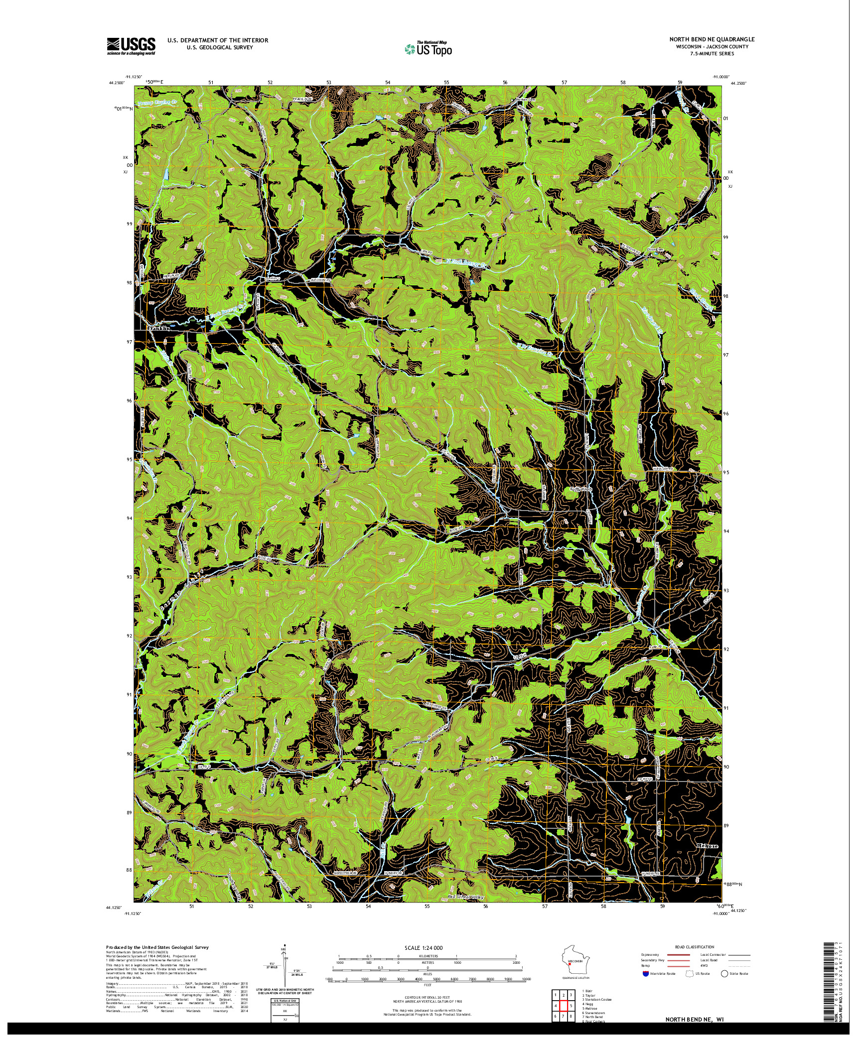 US TOPO 7.5-MINUTE MAP FOR NORTH BEND NE, WI