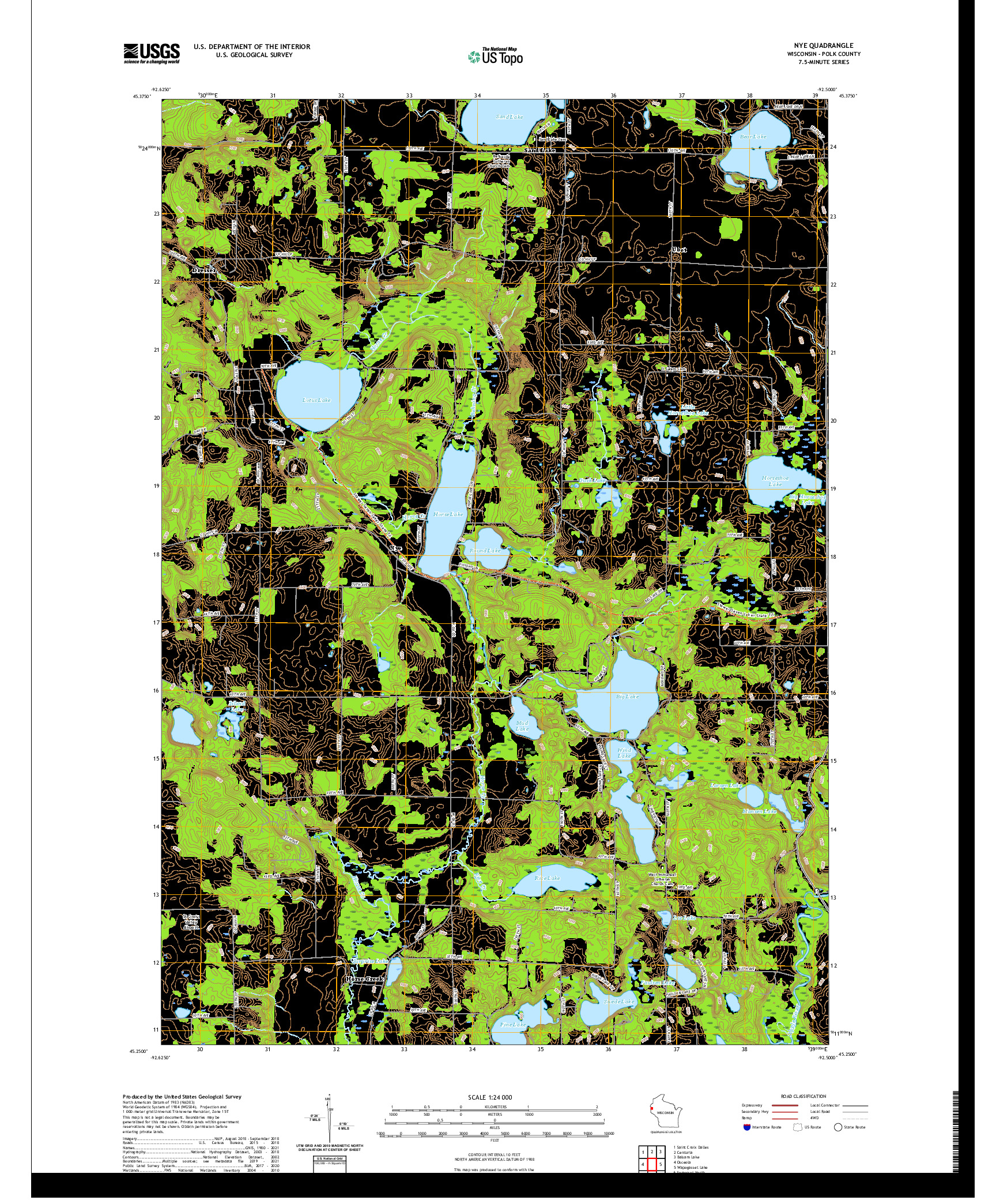 US TOPO 7.5-MINUTE MAP FOR NYE, WI