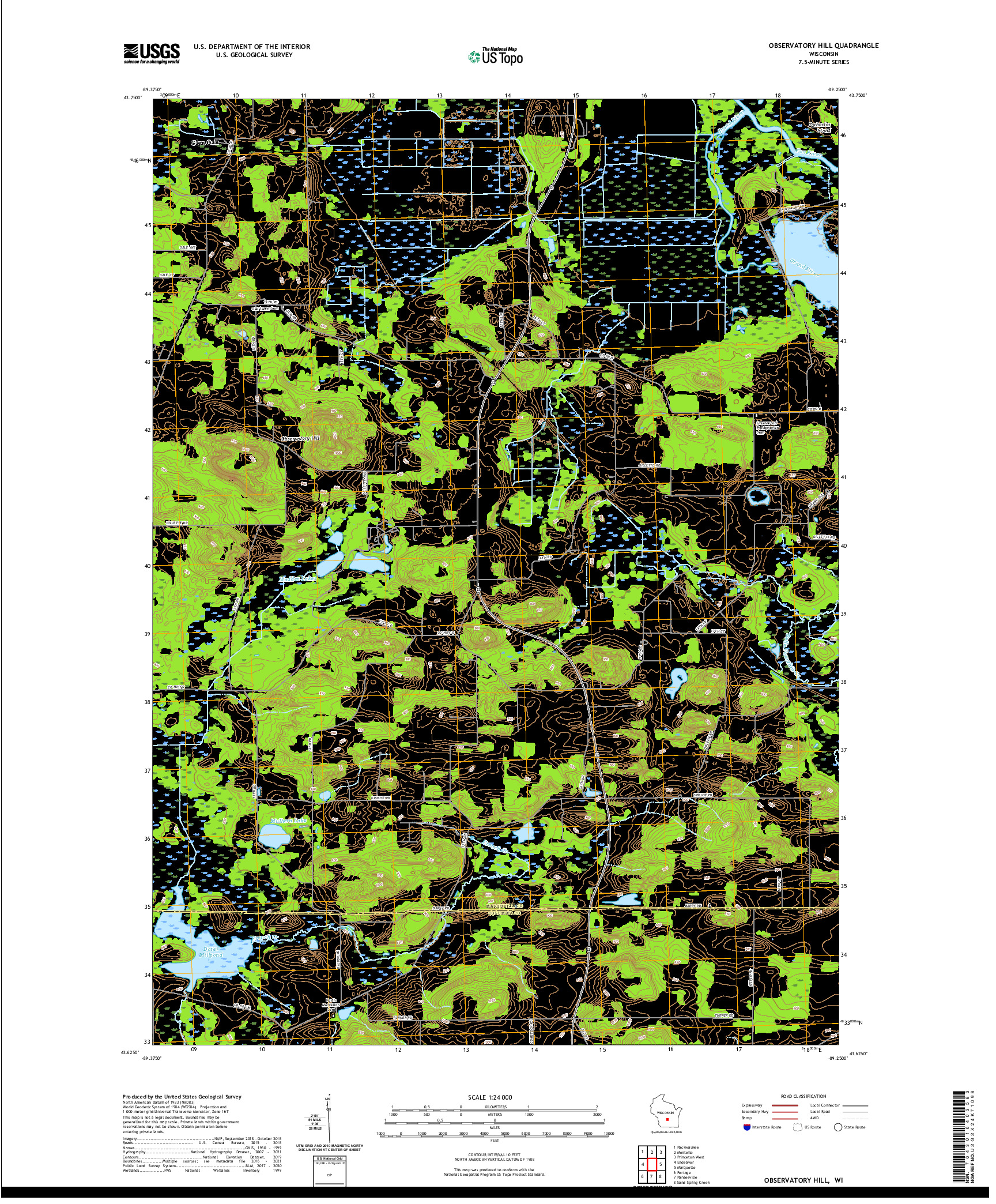 US TOPO 7.5-MINUTE MAP FOR OBSERVATORY HILL, WI