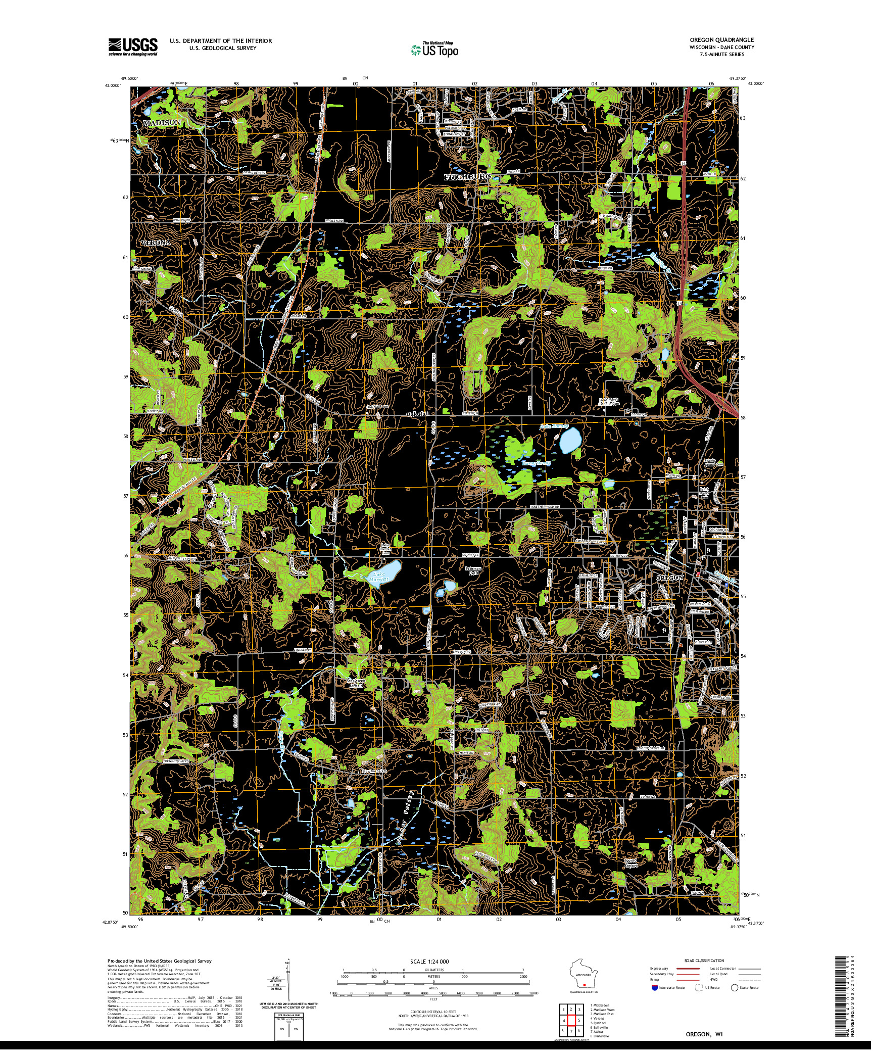 US TOPO 7.5-MINUTE MAP FOR OREGON, WI