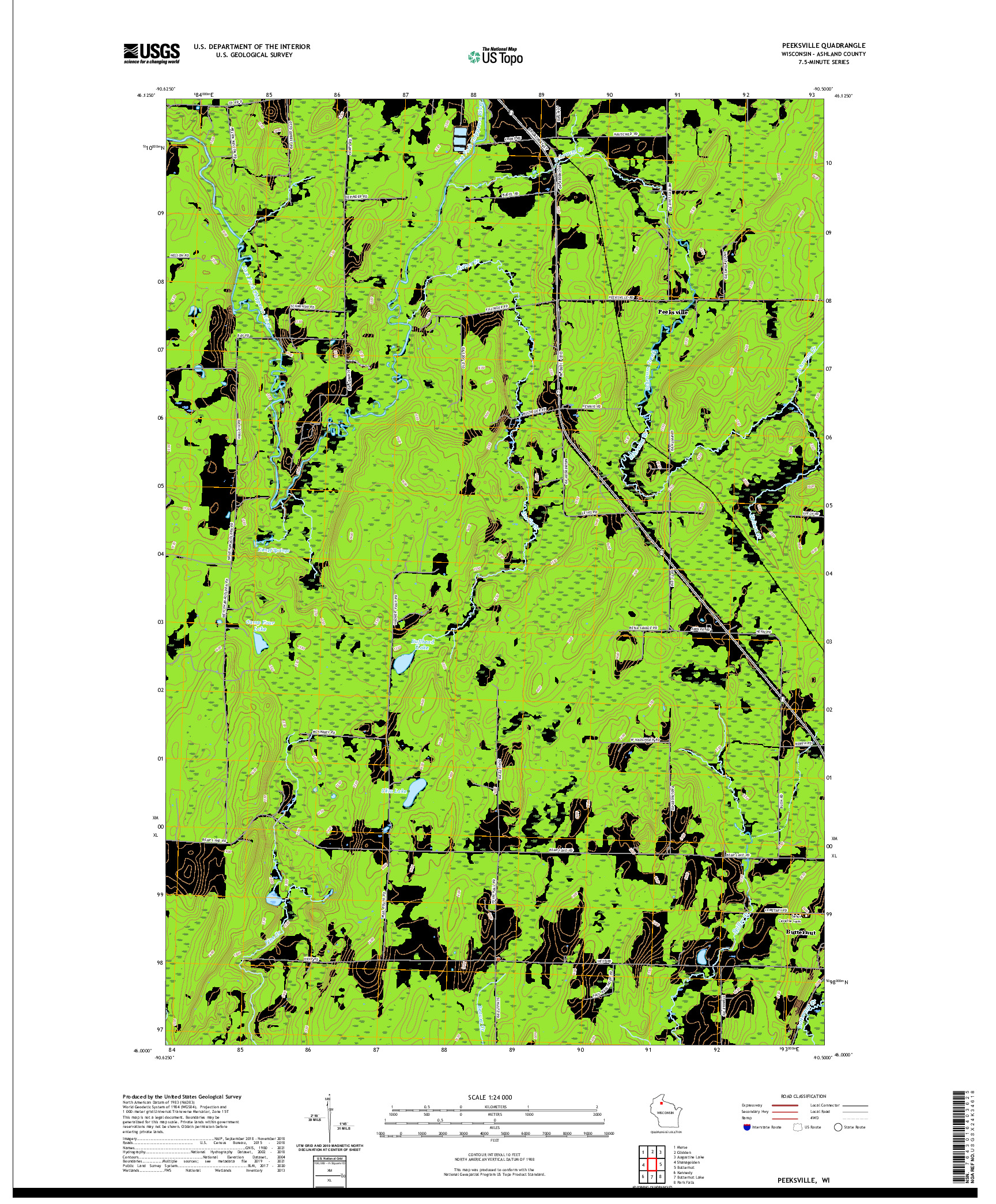 US TOPO 7.5-MINUTE MAP FOR PEEKSVILLE, WI