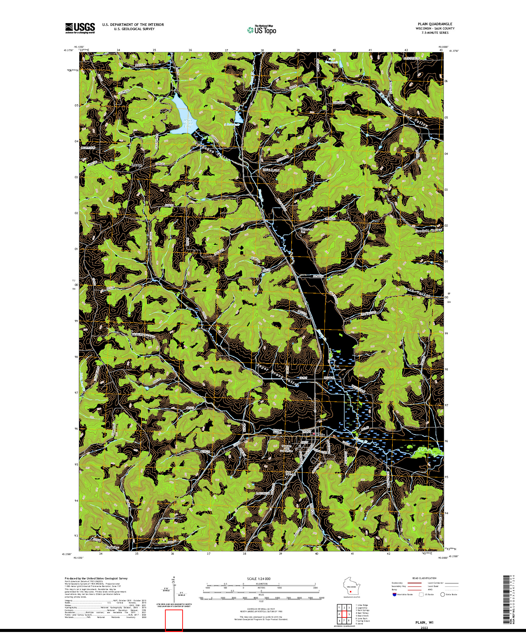 US TOPO 7.5-MINUTE MAP FOR PLAIN, WI