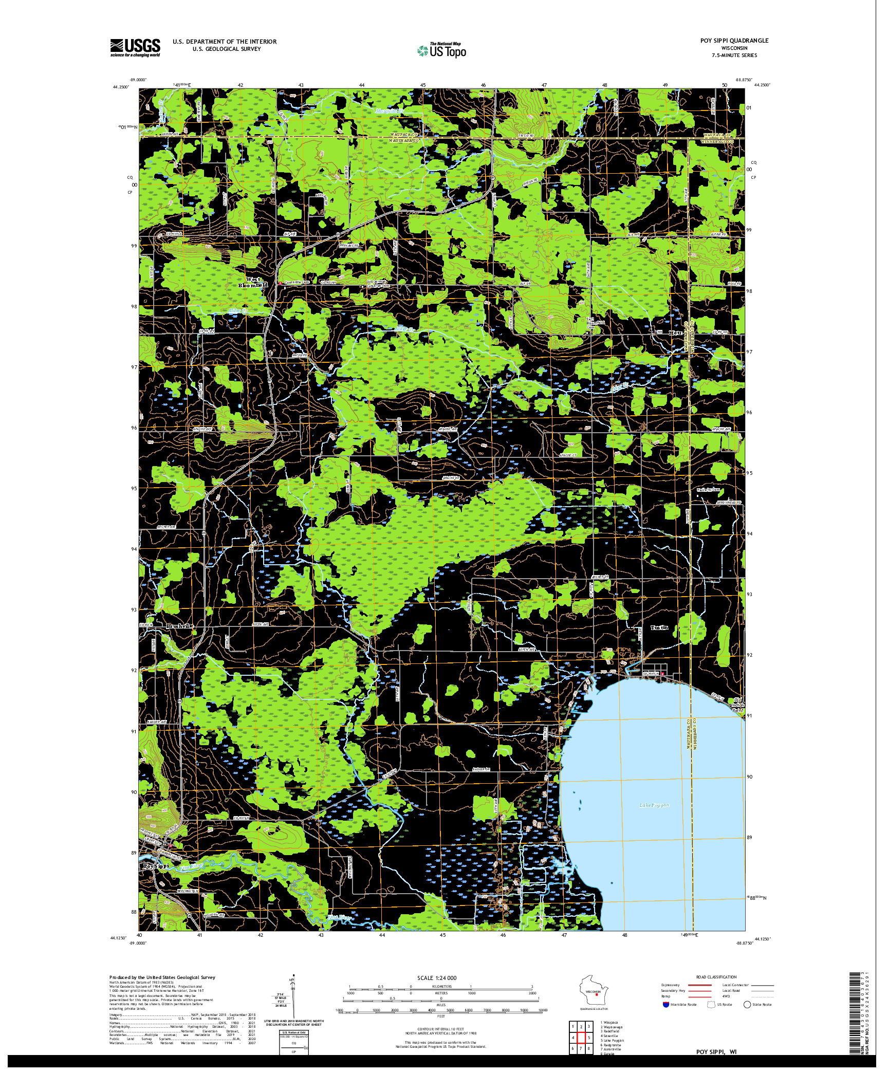 US TOPO 7.5-MINUTE MAP FOR POY SIPPI, WI