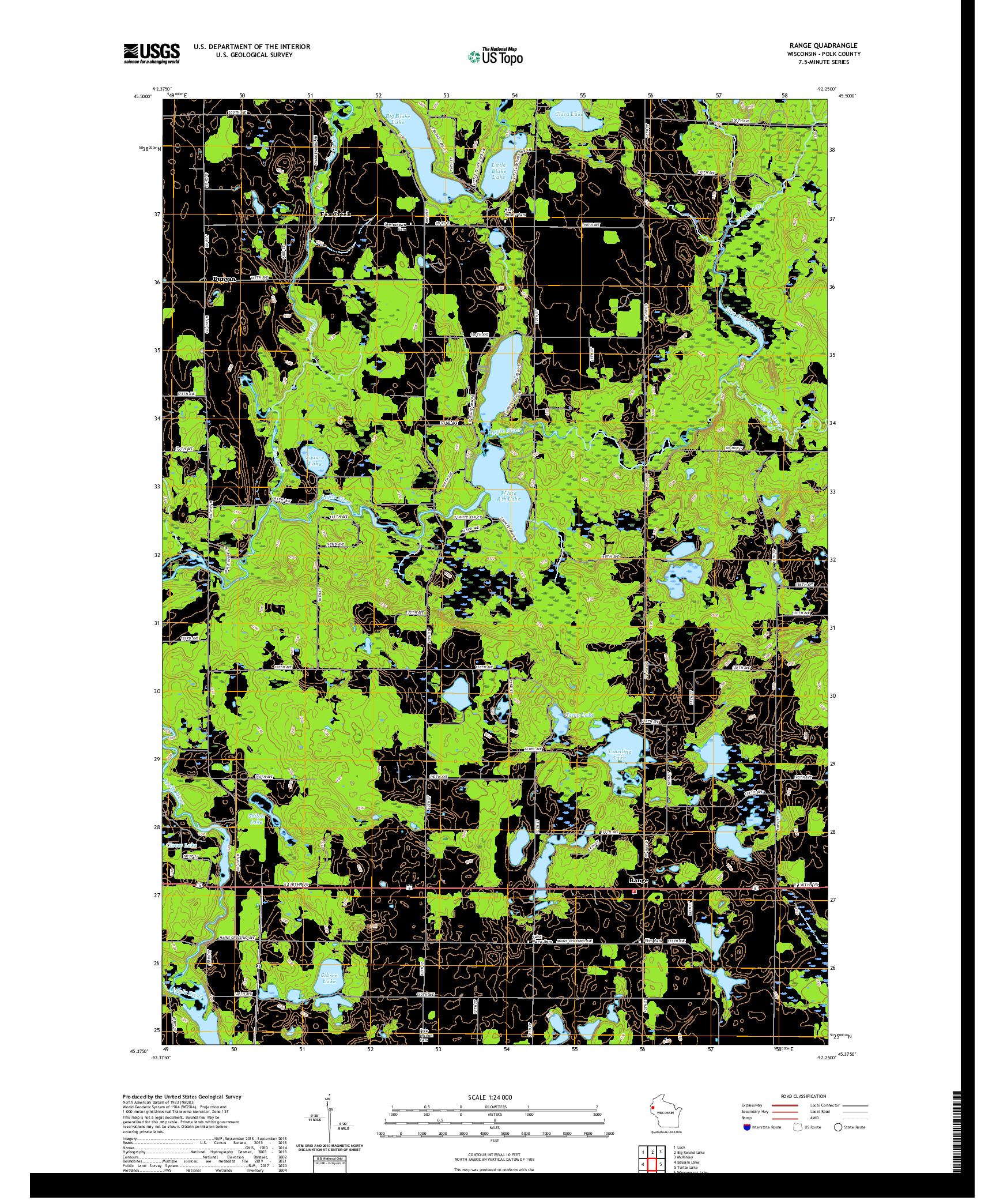 US TOPO 7.5-MINUTE MAP FOR RANGE, WI