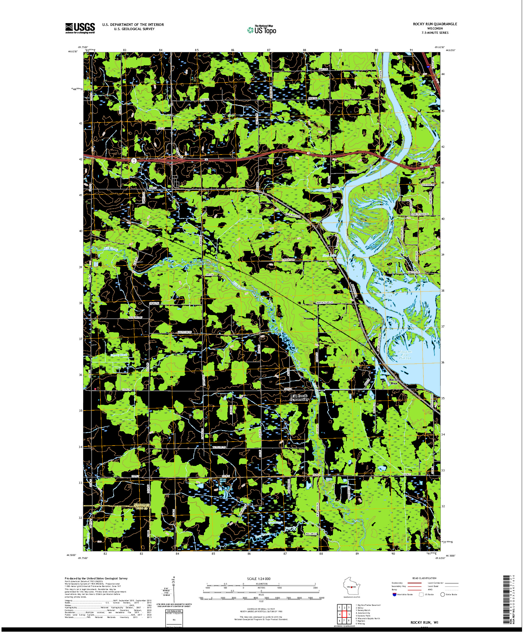 US TOPO 7.5-MINUTE MAP FOR ROCKY RUN, WI