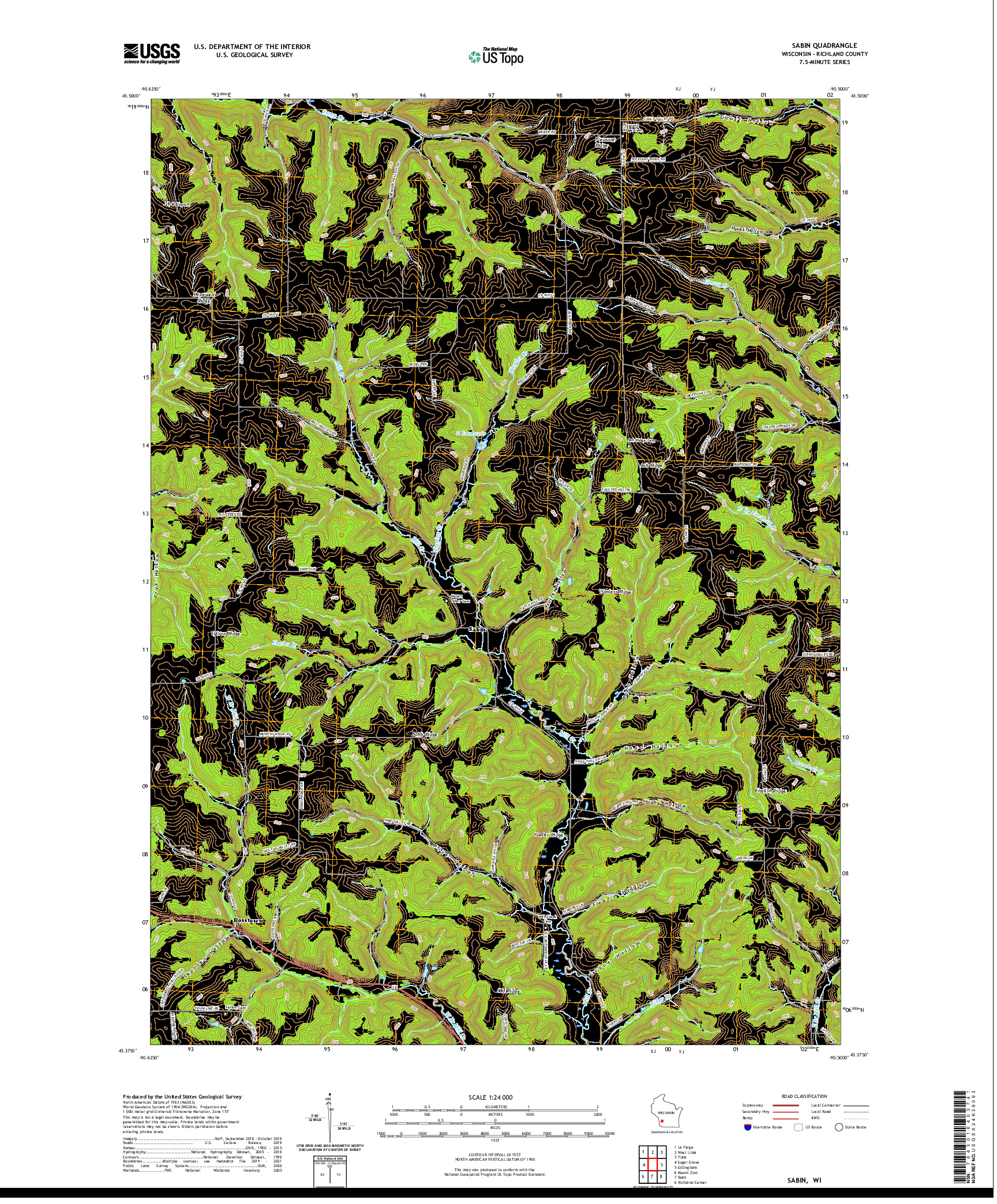 US TOPO 7.5-MINUTE MAP FOR SABIN, WI