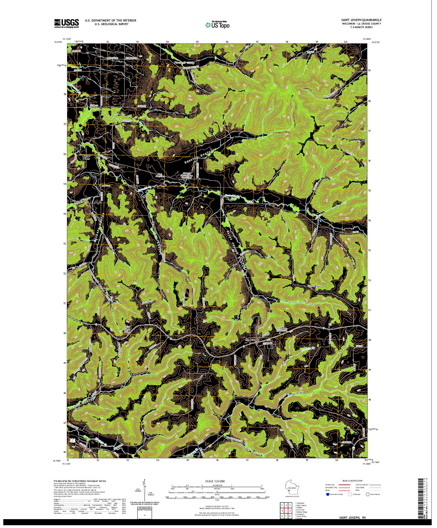 US TOPO 7.5-MINUTE MAP FOR SAINT JOSEPH, WI