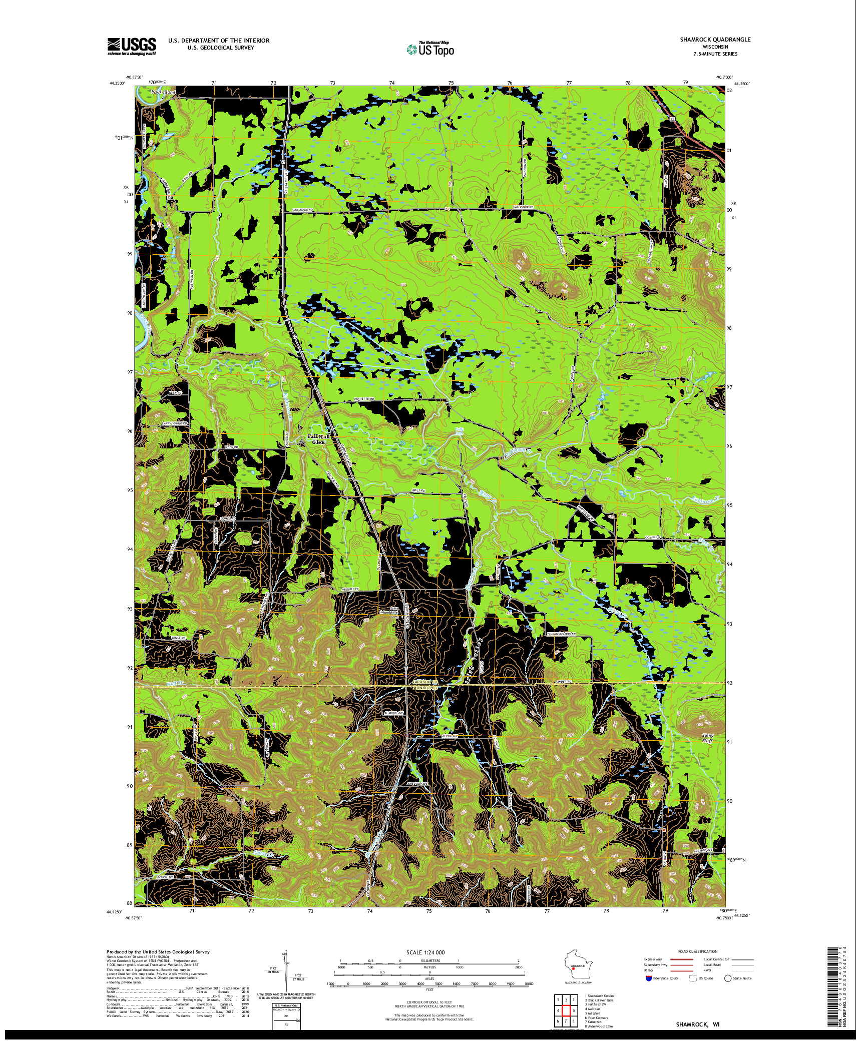 US TOPO 7.5-MINUTE MAP FOR SHAMROCK, WI