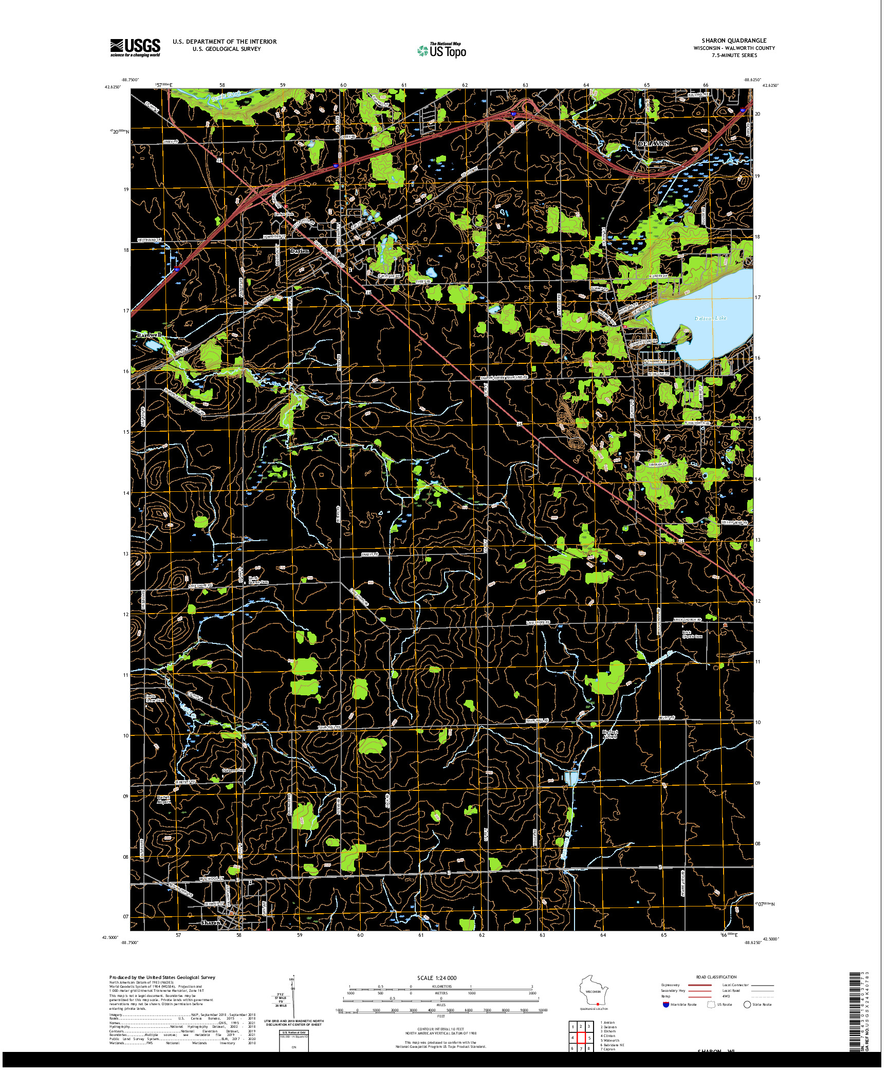 US TOPO 7.5-MINUTE MAP FOR SHARON, WI