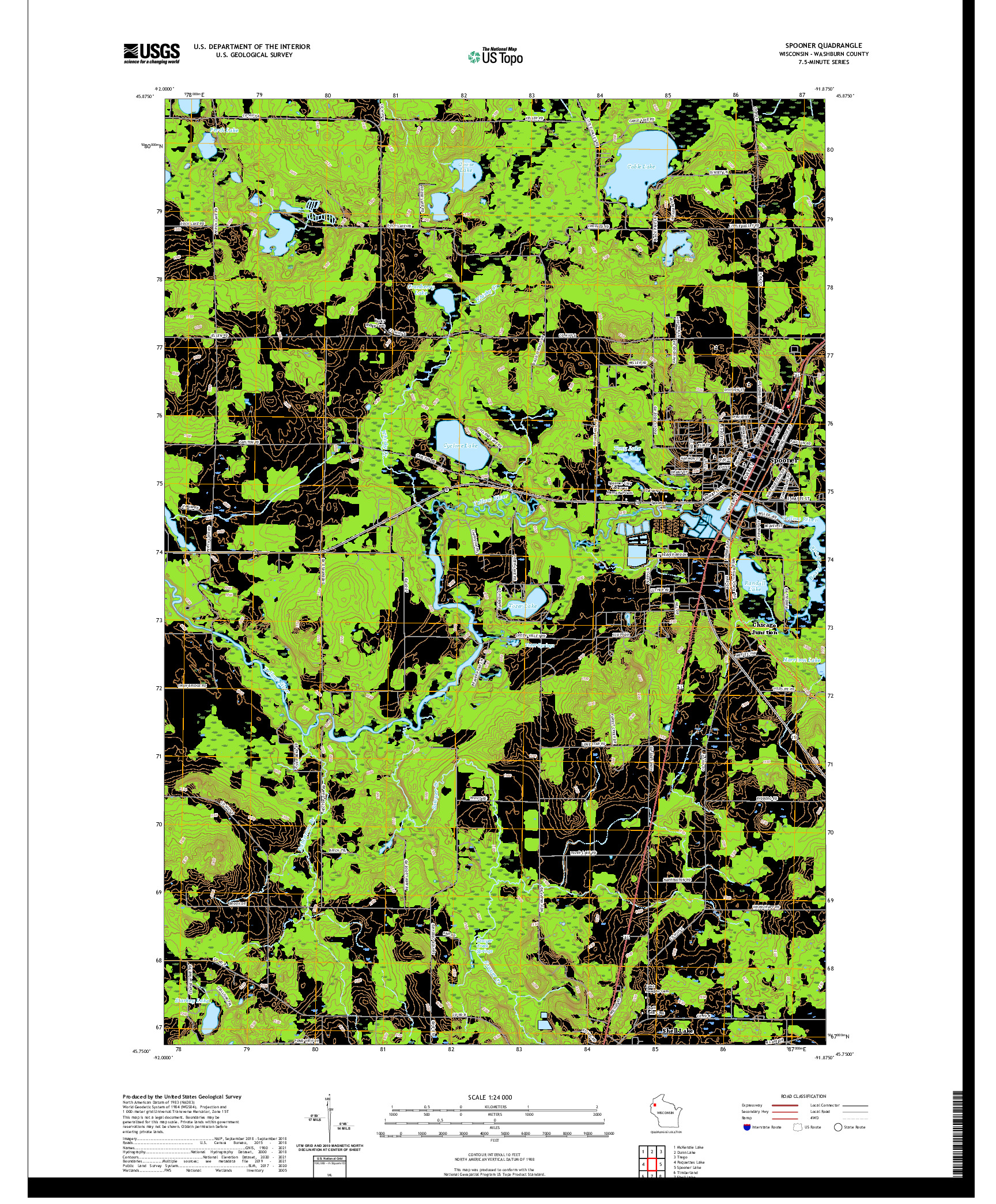 US TOPO 7.5-MINUTE MAP FOR SPOONER, WI