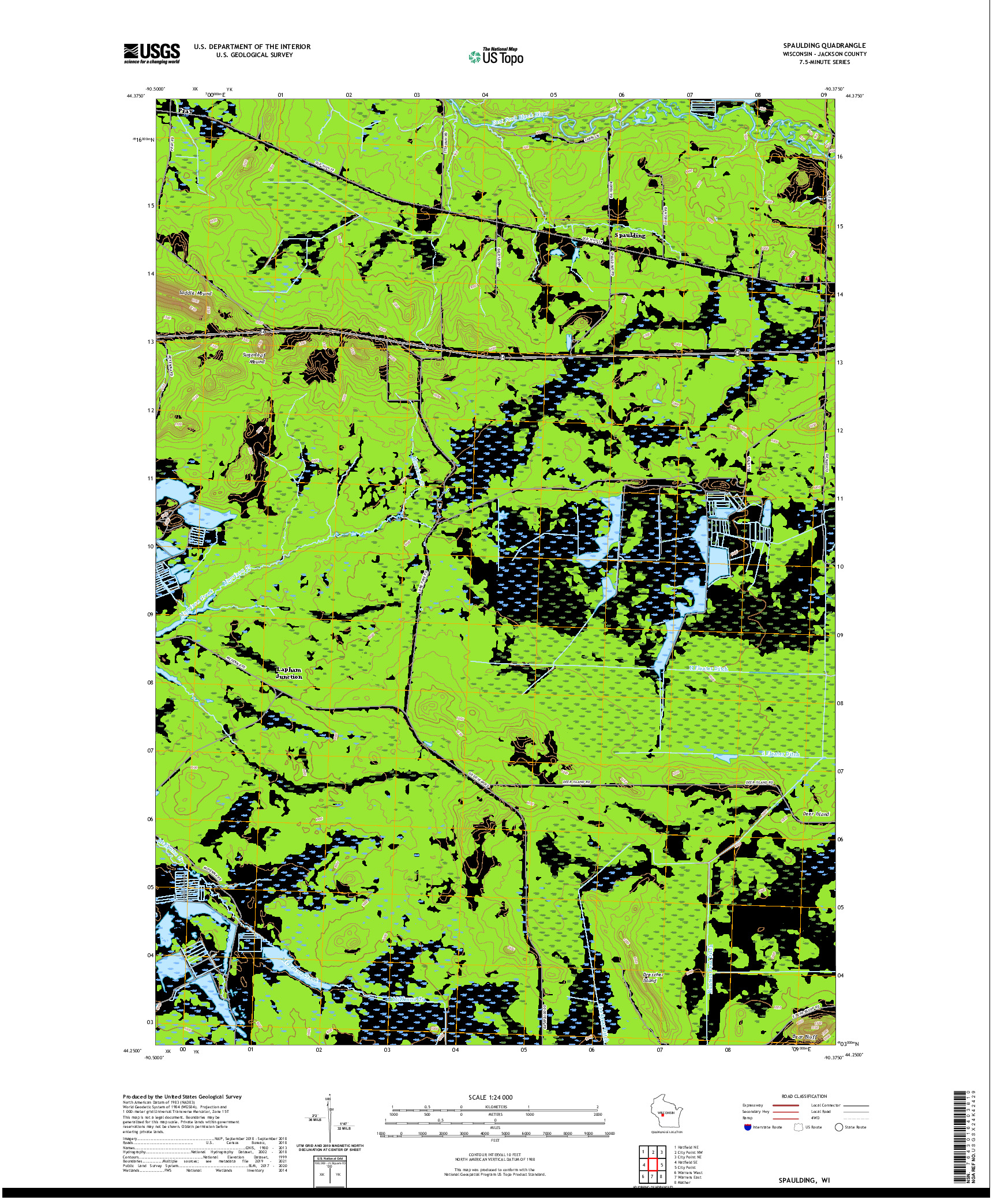 US TOPO 7.5-MINUTE MAP FOR SPAULDING, WI