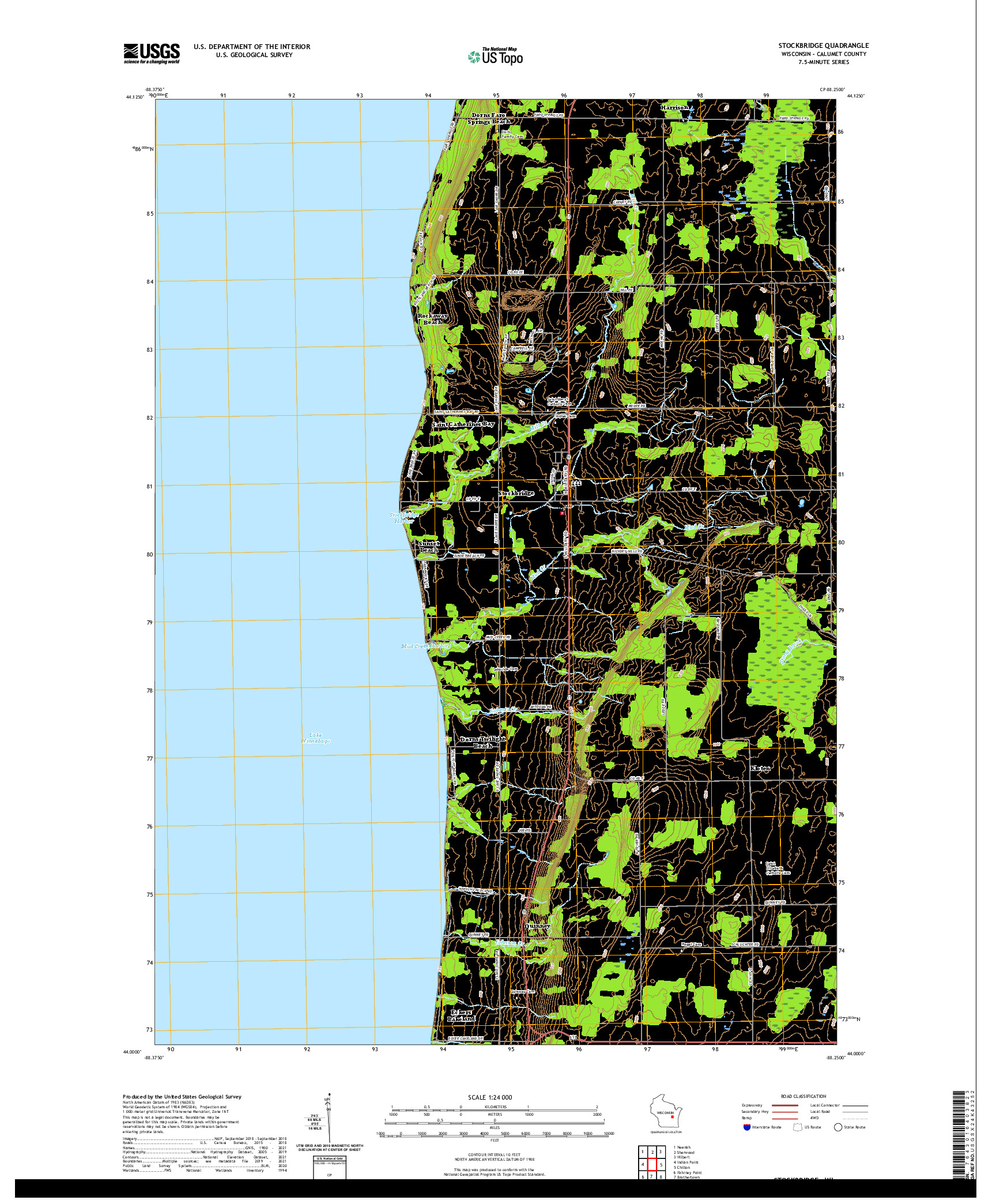 US TOPO 7.5-MINUTE MAP FOR STOCKBRIDGE, WI