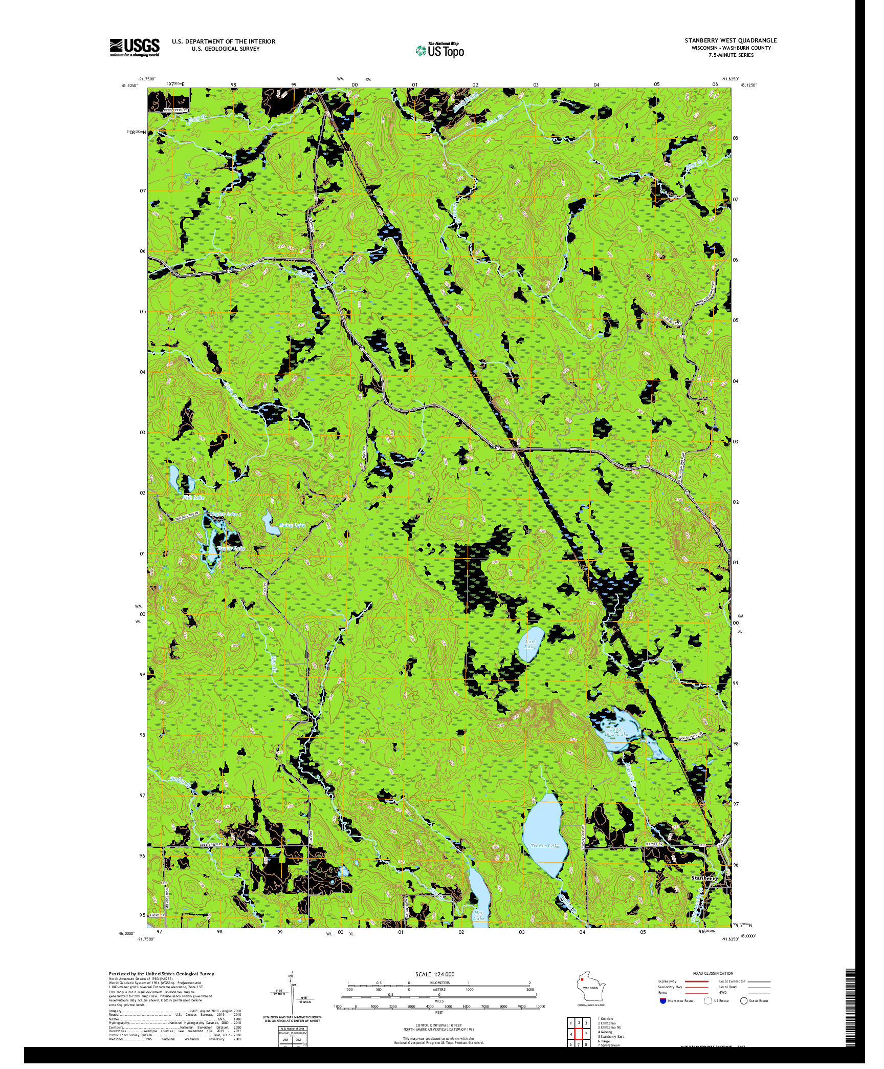 US TOPO 7.5-MINUTE MAP FOR STANBERRY WEST, WI