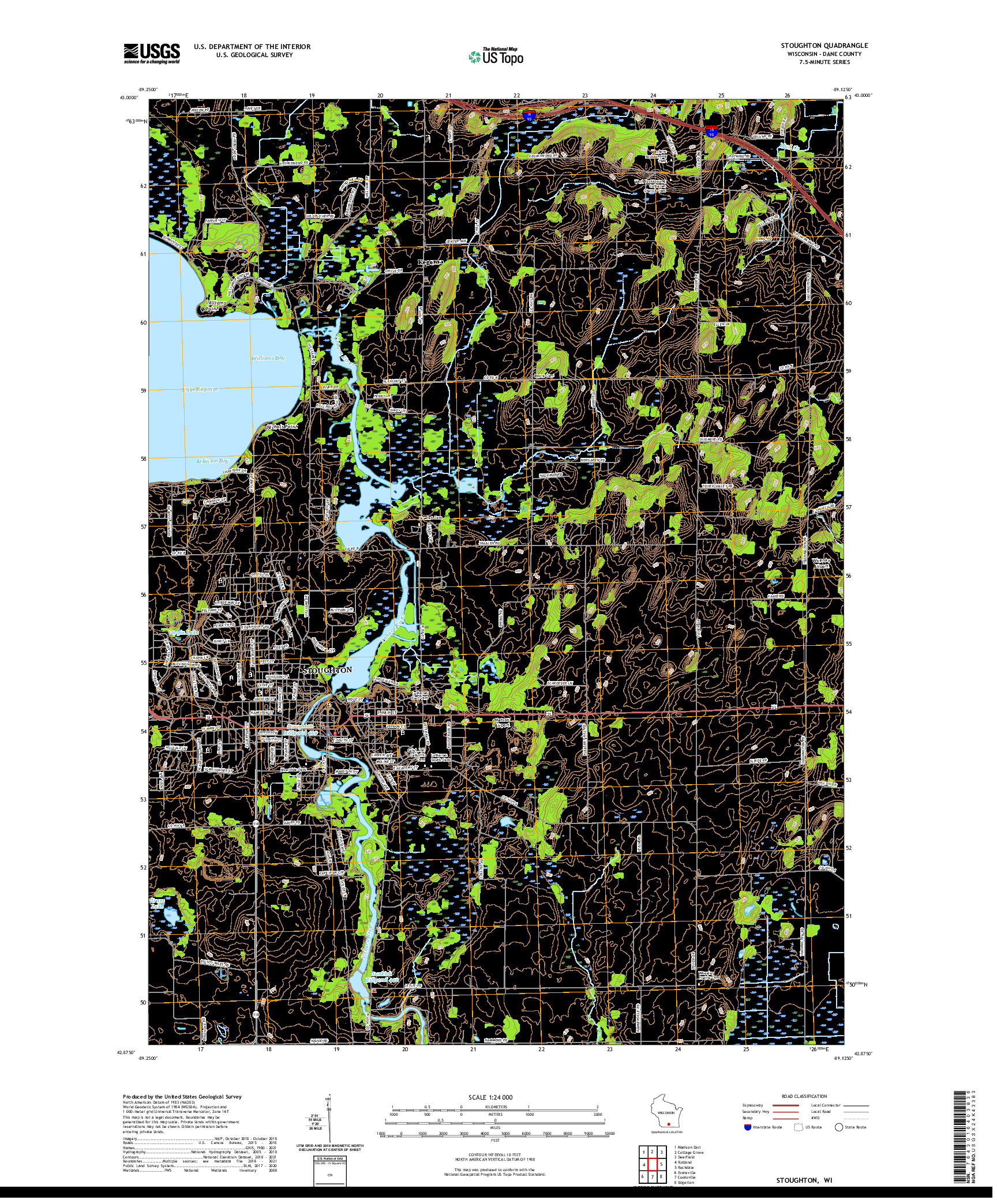 US TOPO 7.5-MINUTE MAP FOR STOUGHTON, WI