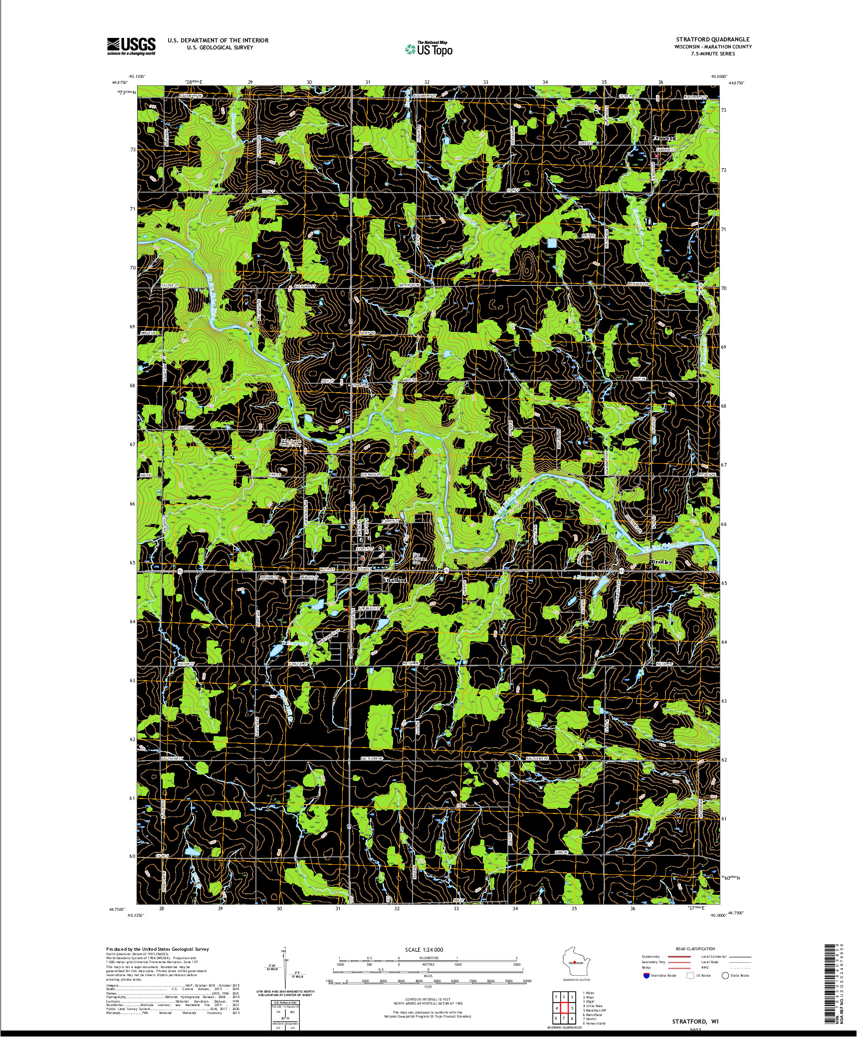 US TOPO 7.5-MINUTE MAP FOR STRATFORD, WI