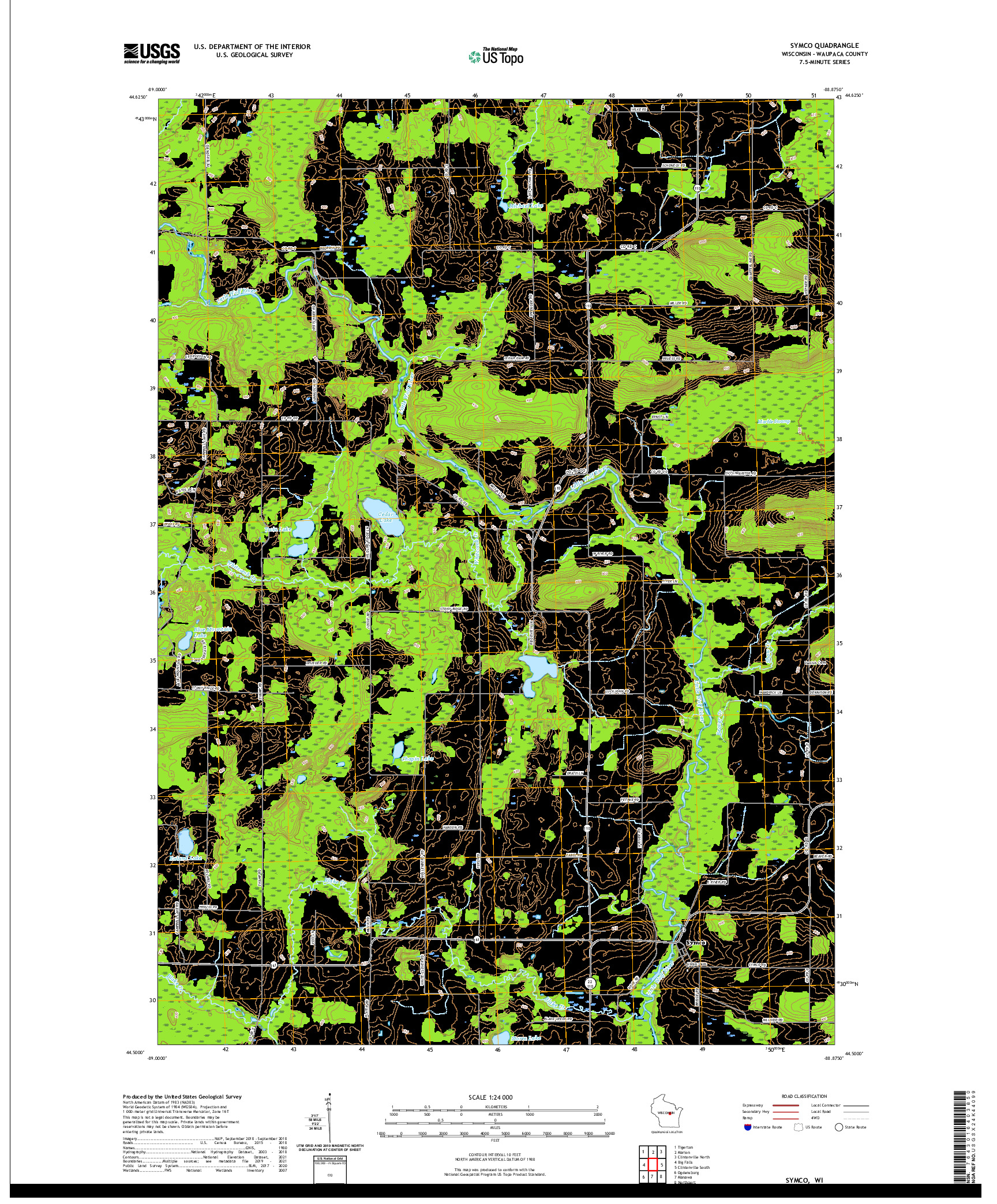 US TOPO 7.5-MINUTE MAP FOR SYMCO, WI