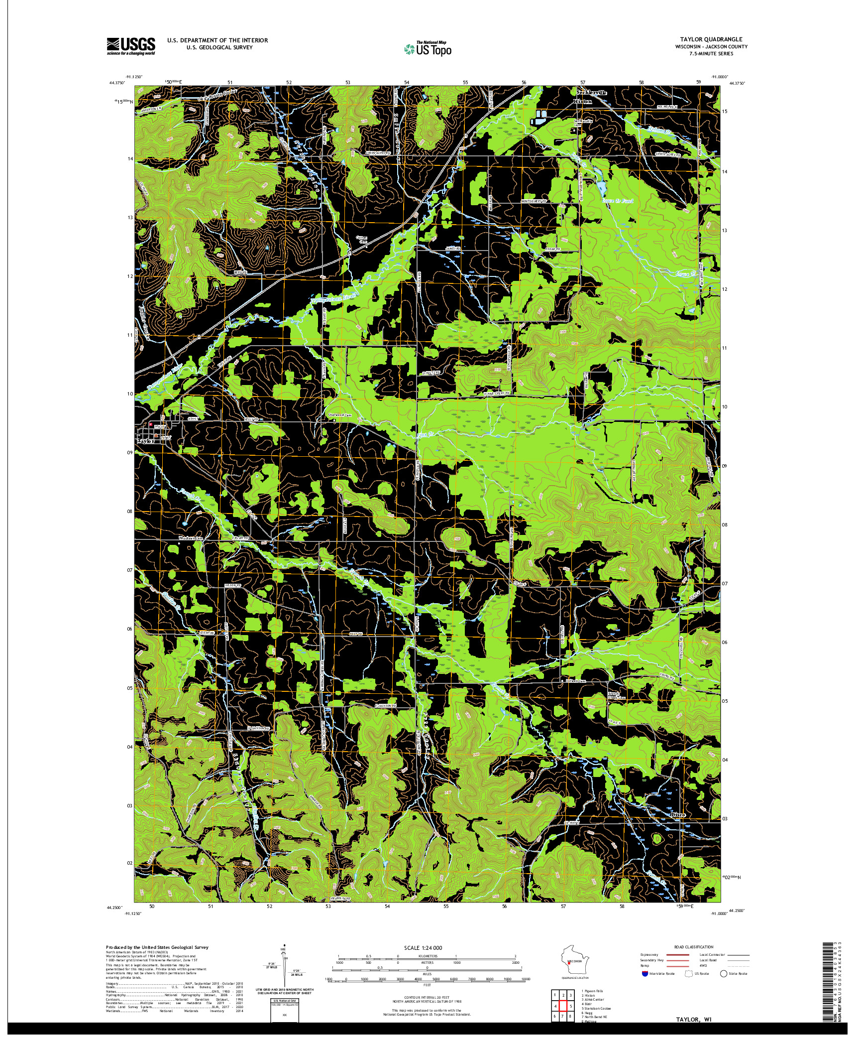 US TOPO 7.5-MINUTE MAP FOR TAYLOR, WI