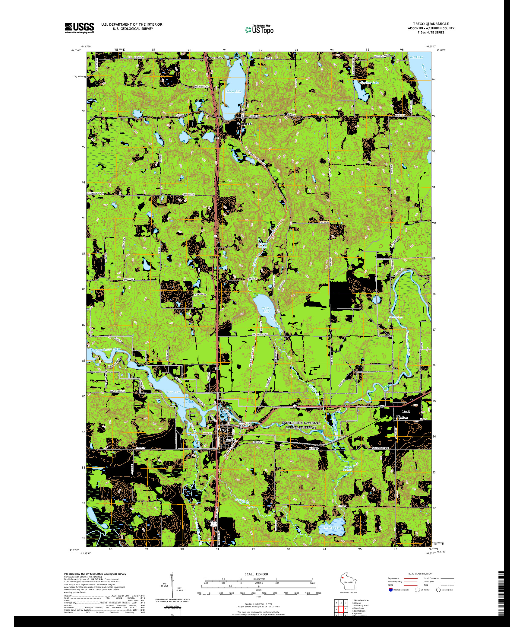 US TOPO 7.5-MINUTE MAP FOR TREGO, WI