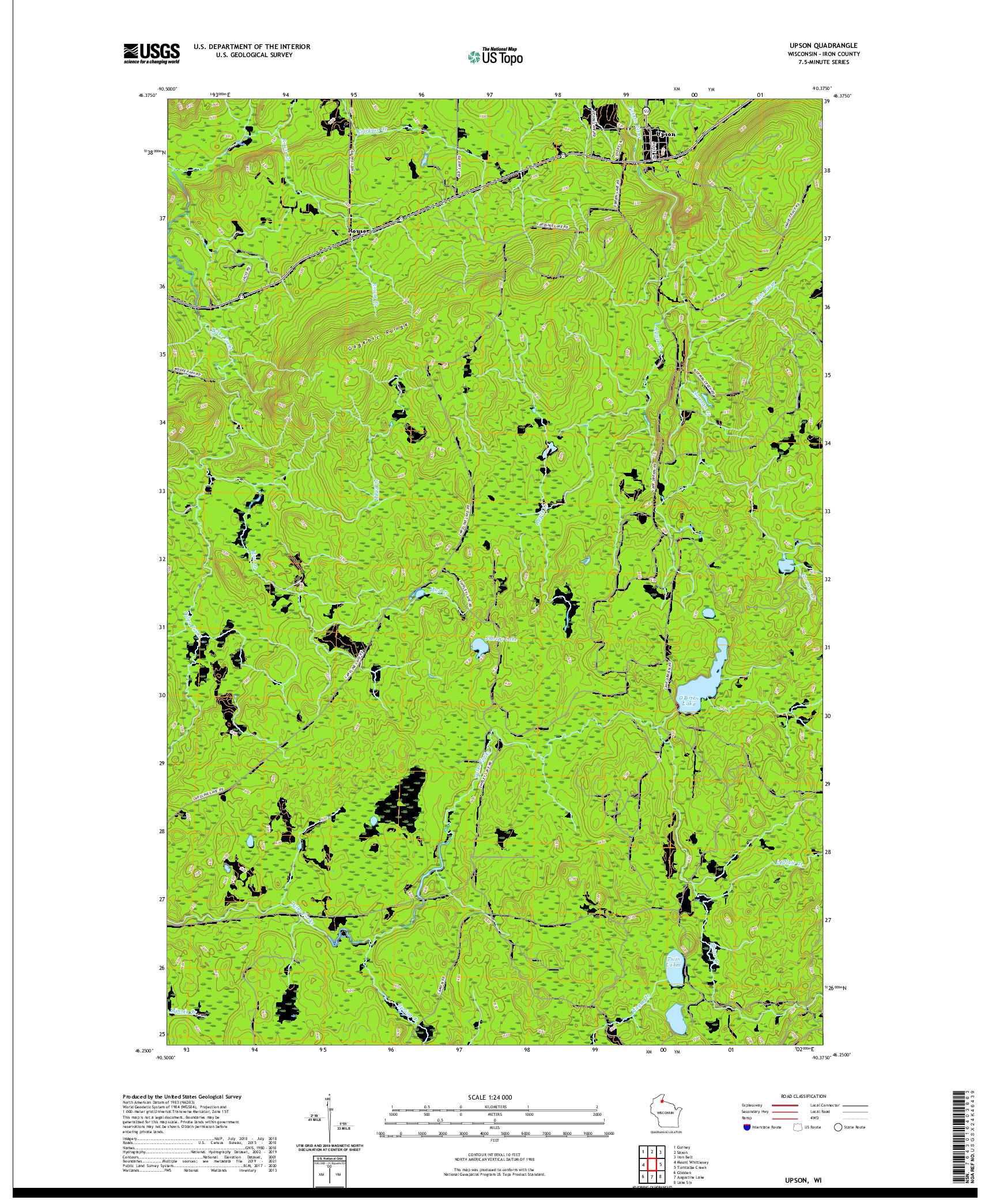 US TOPO 7.5-MINUTE MAP FOR UPSON, WI