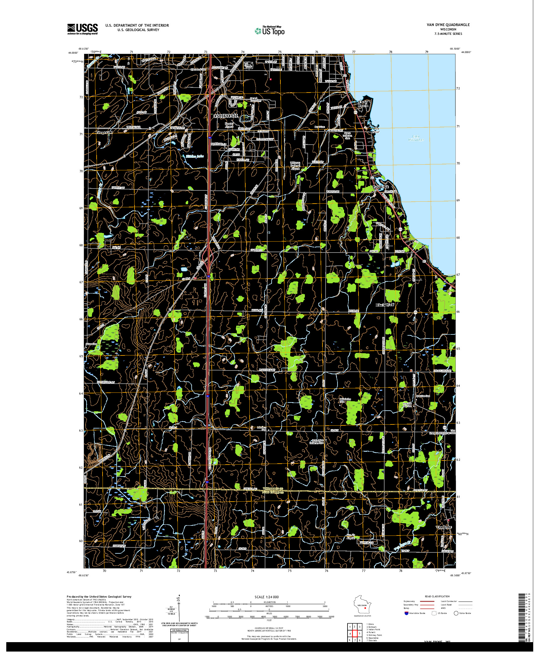 US TOPO 7.5-MINUTE MAP FOR VAN DYNE, WI