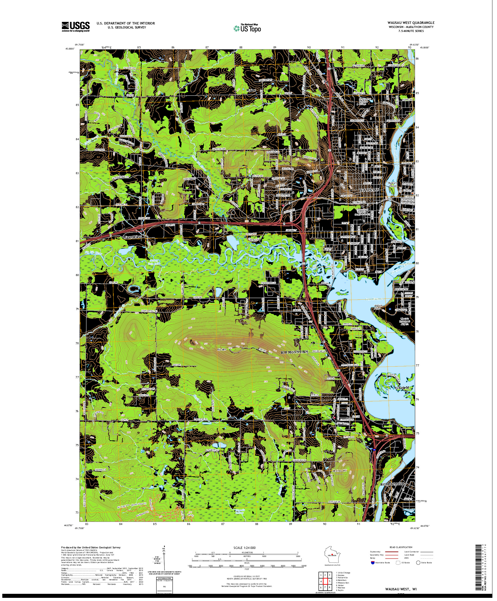 US TOPO 7.5-MINUTE MAP FOR WAUSAU WEST, WI