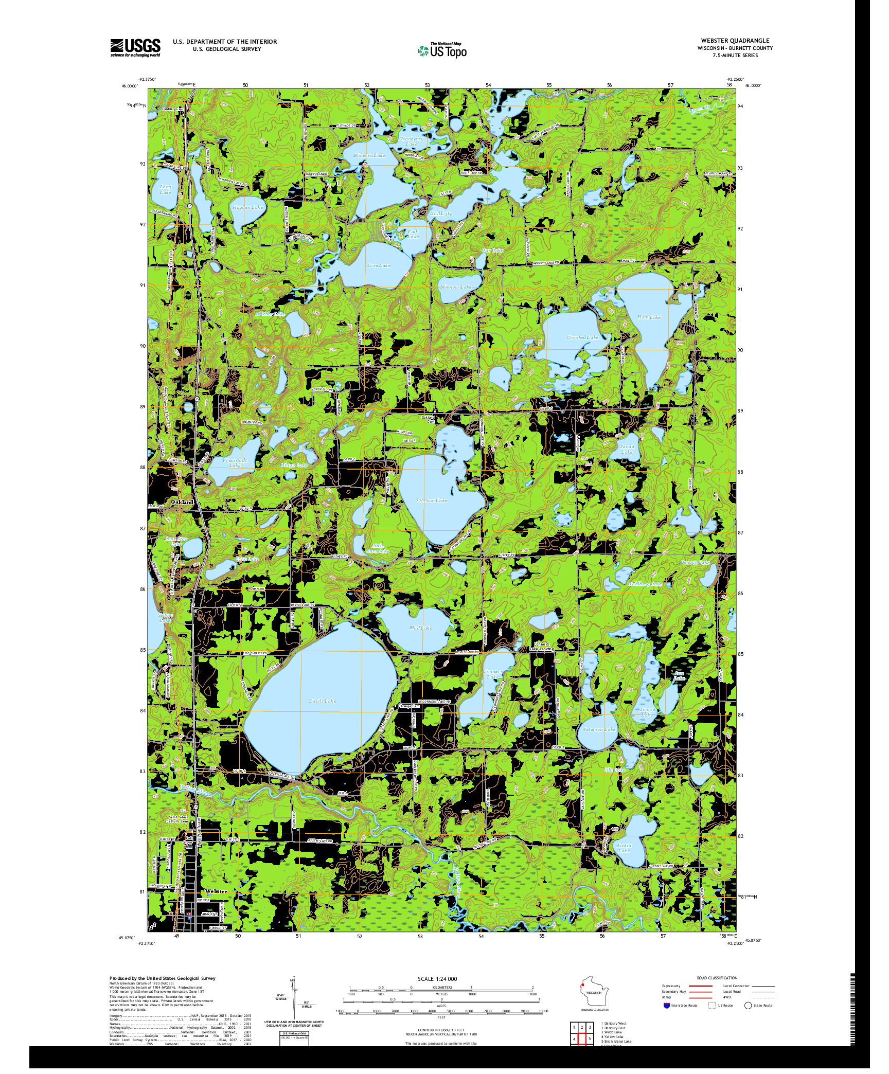 US TOPO 7.5-MINUTE MAP FOR WEBSTER, WI