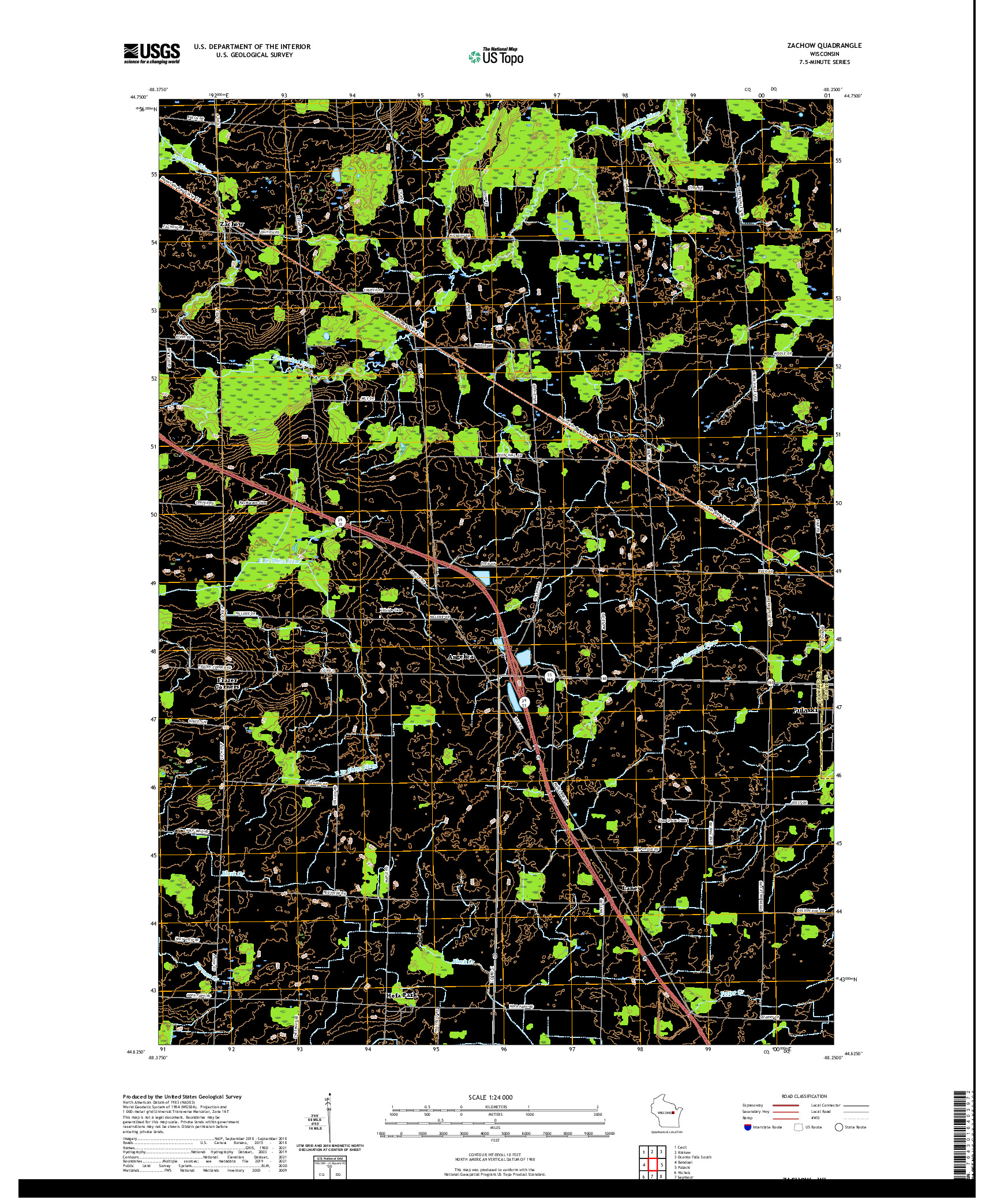 US TOPO 7.5-MINUTE MAP FOR ZACHOW, WI