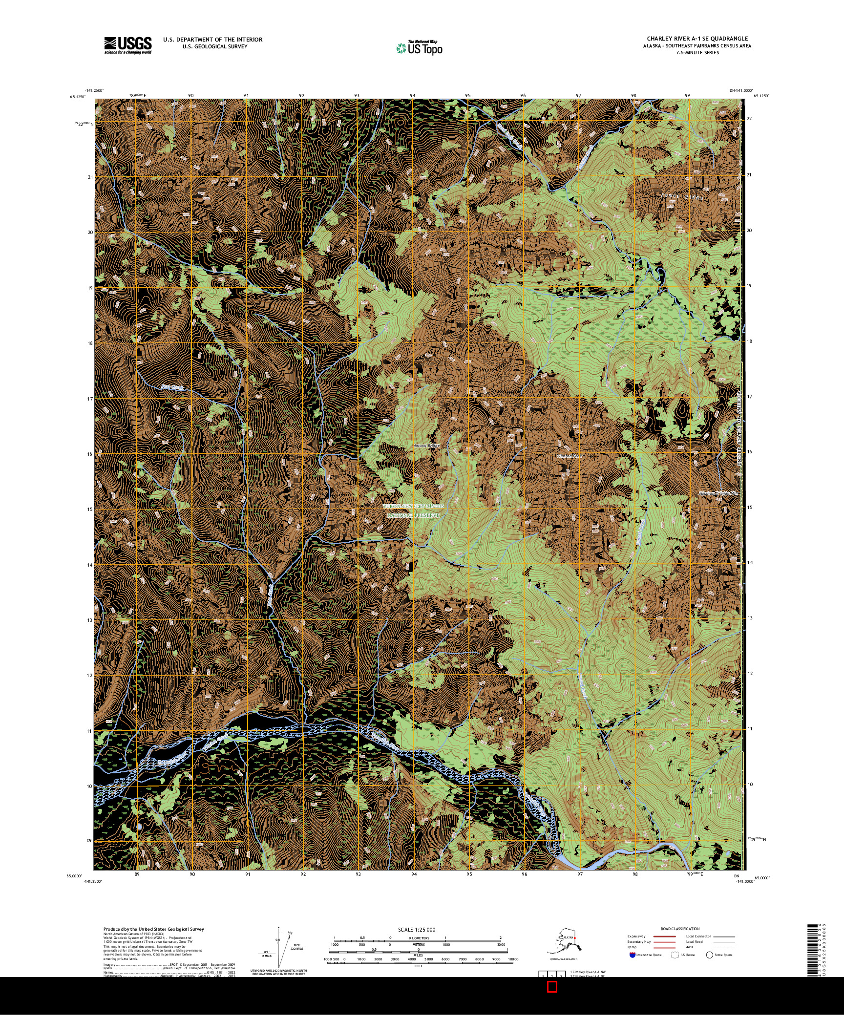 US TOPO 7.5-MINUTE MAP FOR CHARLEY RIVER A-1 SE, AK,YT