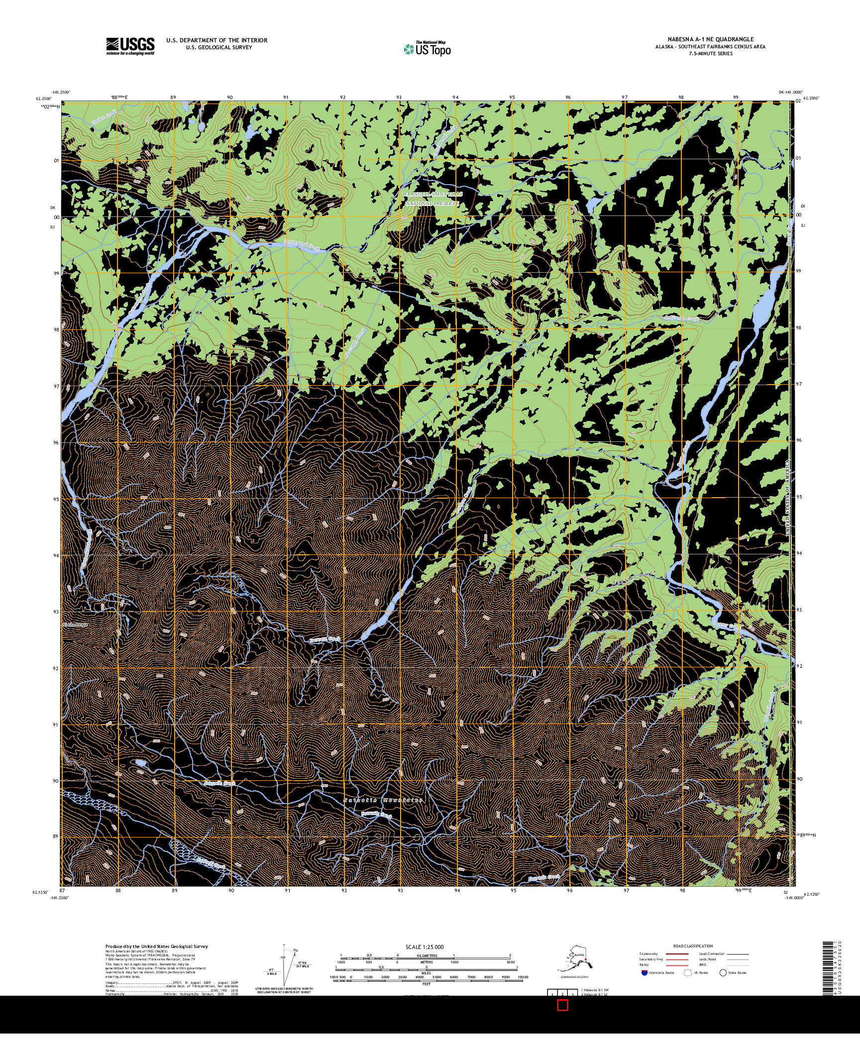 US TOPO 7.5-MINUTE MAP FOR NABESNA A-1 NE, AK,YT